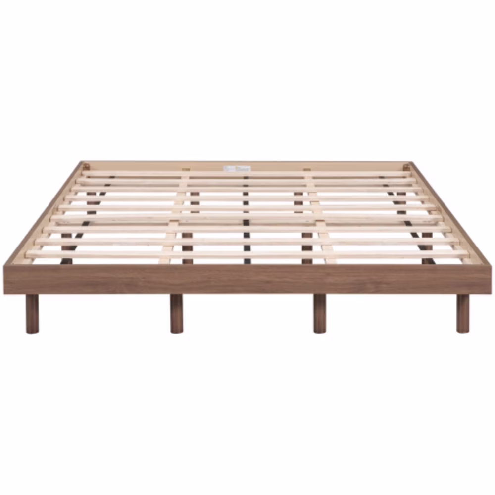 Modern Design Queen Floating Platform Bed Frame for Walnut Color  Walnut + Particle Board