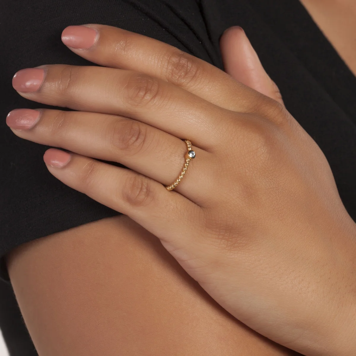 Sole du Soleil Marigold Collection Women's 18k YG Plated Stackable Fashion Ring