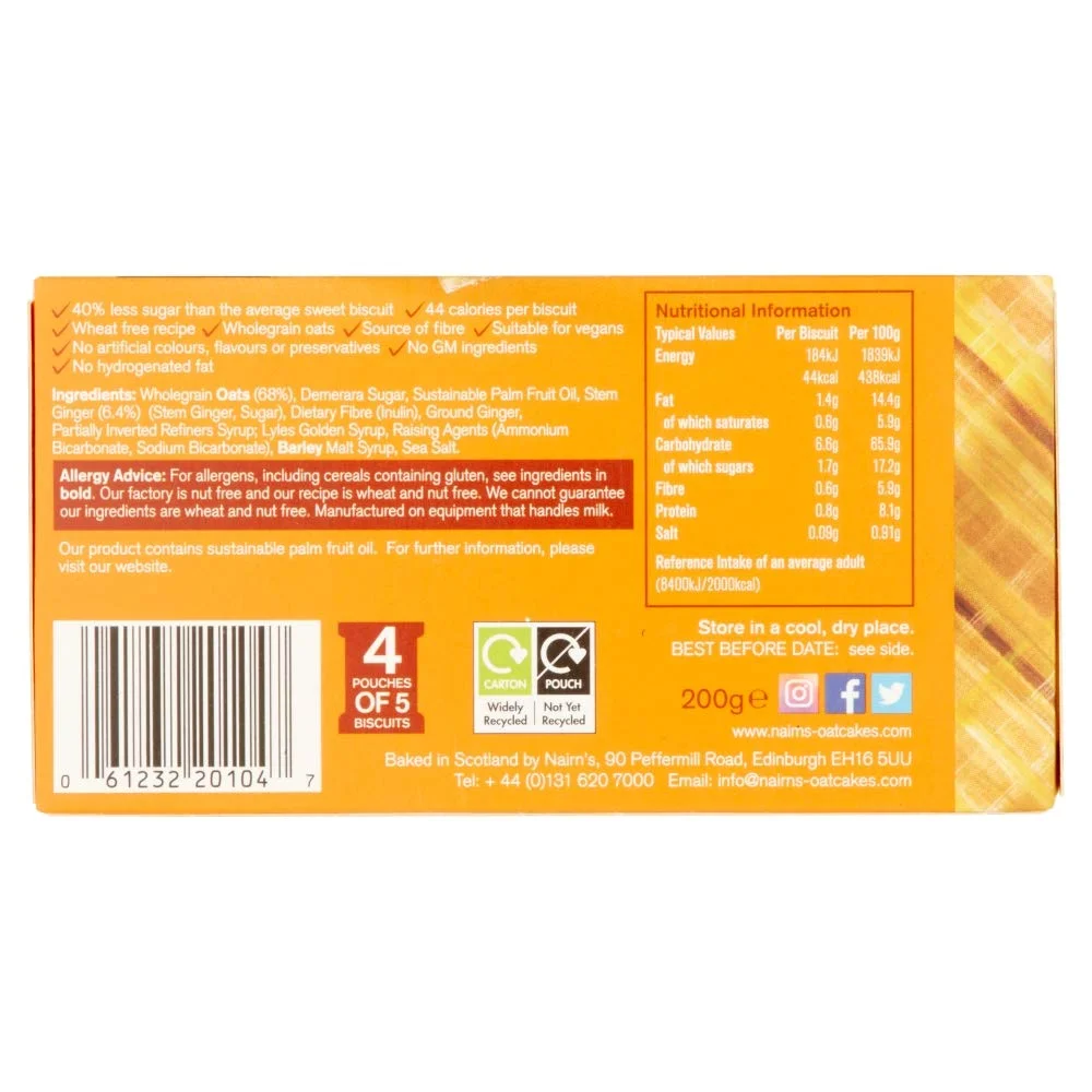 Nairn,S Stem Ginger Oat Biscuits, 7.1-Ounce Boxes (Pack Of 6)