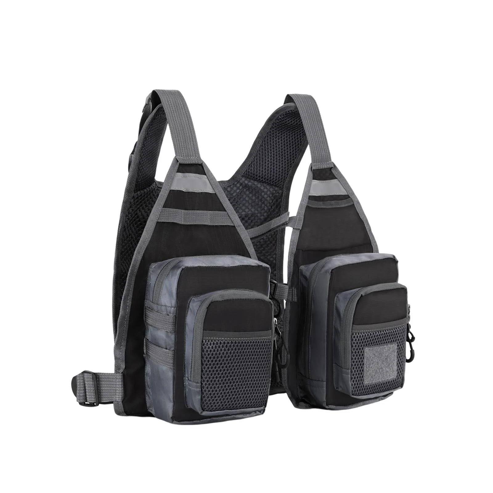 Fly Fishing Vest Mesh Fishing Vest Multi Pockets Sleeveless Jacket Waistcoat Portable Fishing Jacket Waistcoat Jacket for Climbing Hiking Black