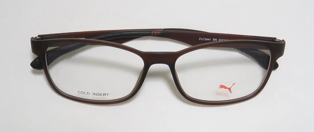 NEW PUMA 15441 MENS/WOMENS DESIGNER FULL-RIM BROWN / YELLOW / ORANGE POPULAR STYLE FULL-RIM AFFORDABLE FRAME DEMO LENSES 53-15-140 EYEGLASSES/EYE GLASSES