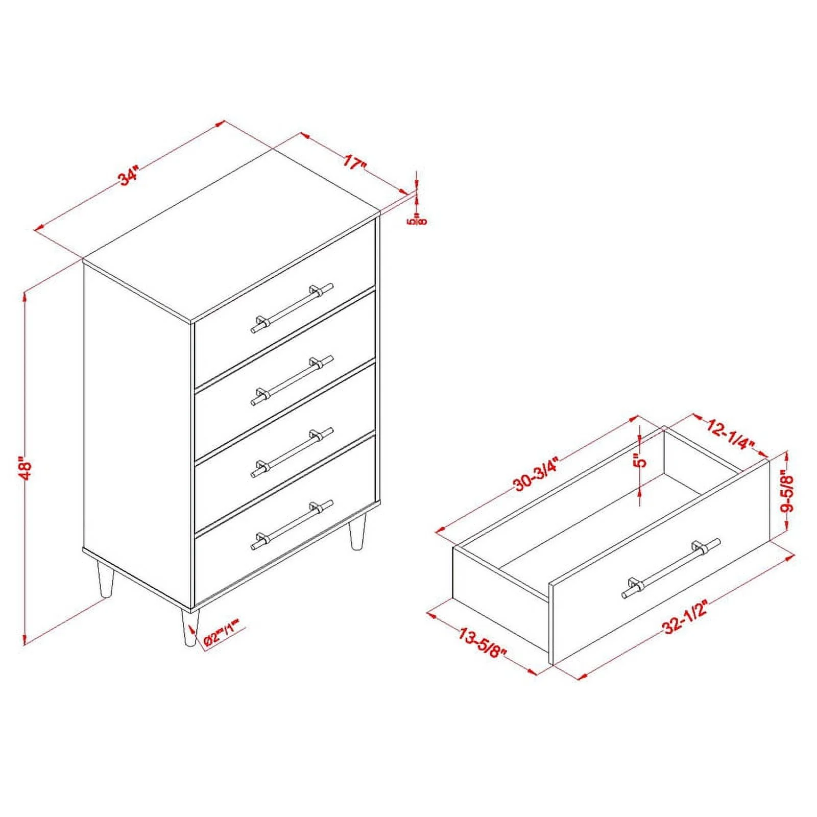 Furniture of America Irvine Farmhouse Wood 4-Drawer Chest in Light Oak