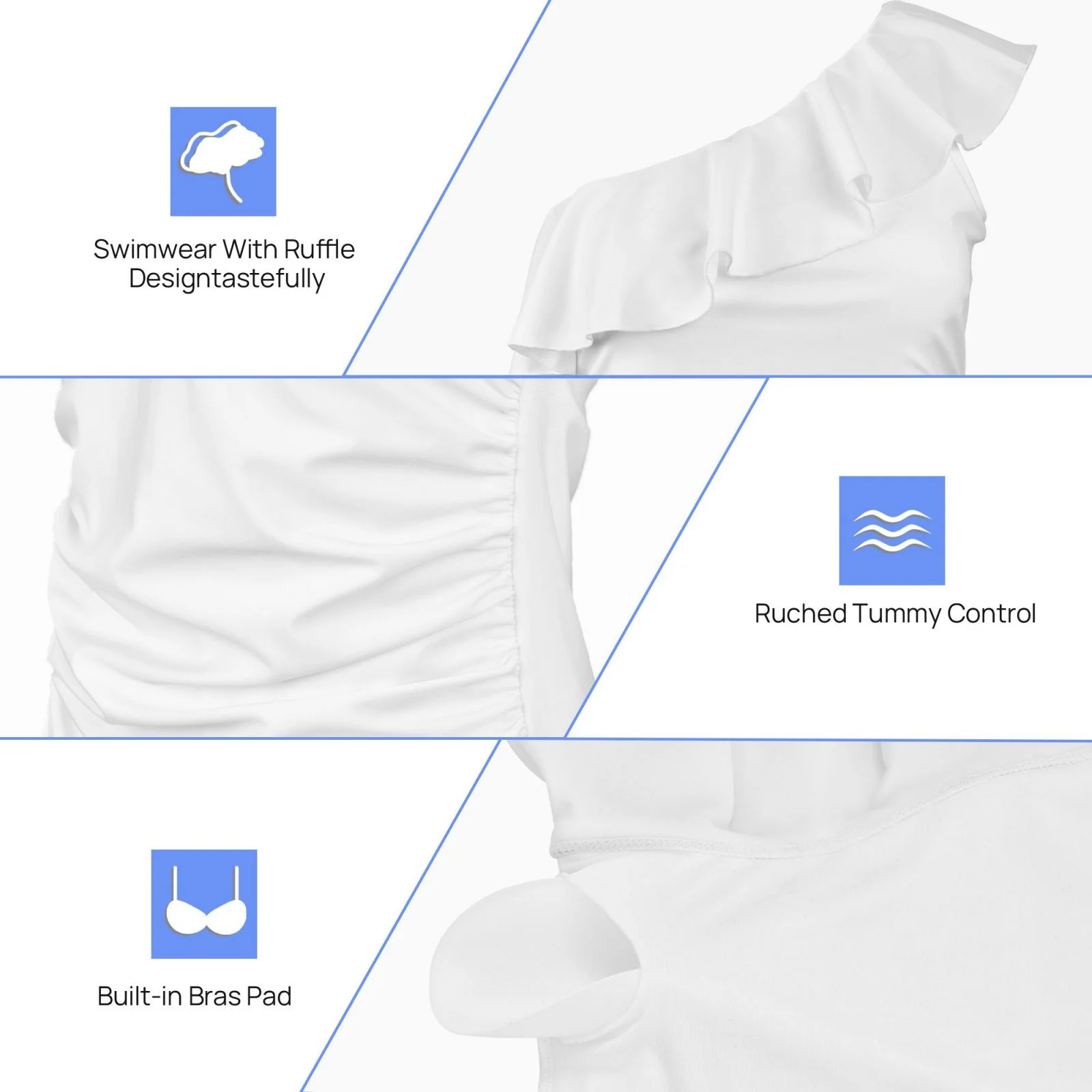 Coaee Little Sea Turtles Women's One Piece Swimsuits One Shoulder Swimwear Asymmetric Ruffle Monokinis Bathing Suits - Small