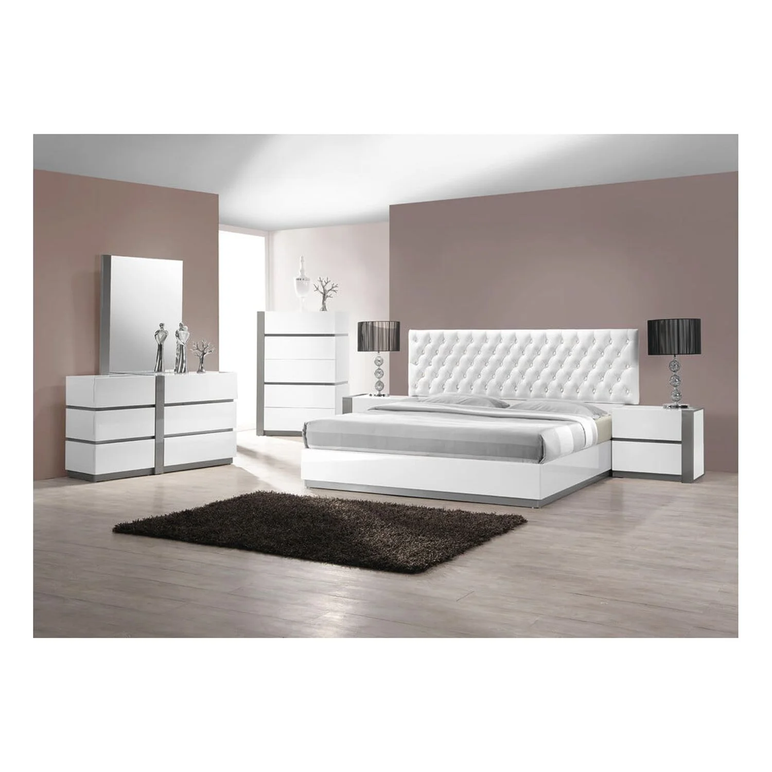 Best Master Seville 5-Piece Engineered Wood Cal King Bedroom Set in White