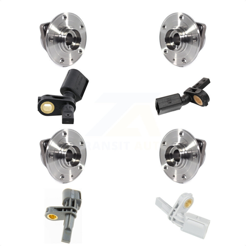 Transit Auto - Front Rear Wheel Hub Bearing And ABS Sensor Kit (8Pc) For Volkswagen Tiguan Audi Q3 TT Quattro Arteon RS TTS K7S-102802