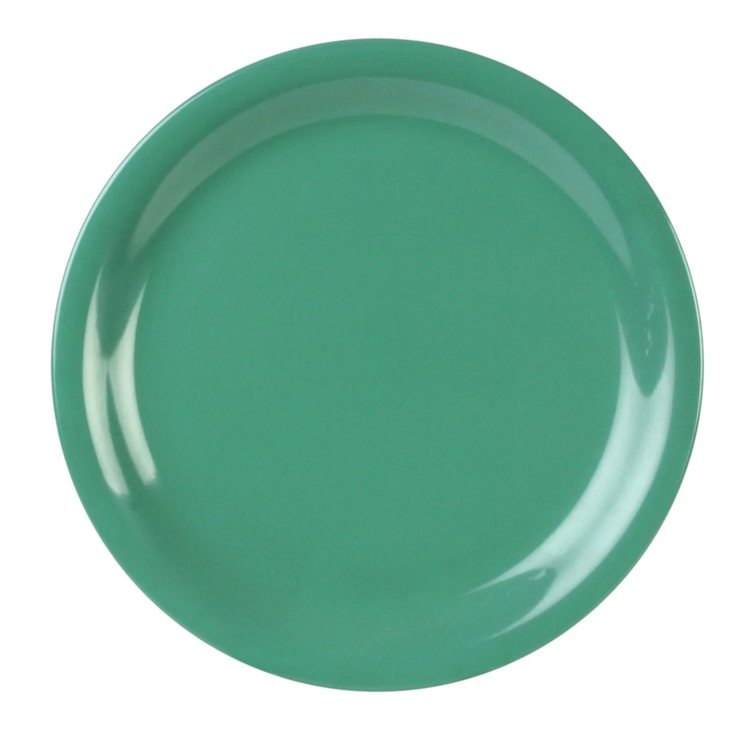 Excellante Color Green Melamine Dinnerware Collection Green Melamine Dinnerware Collection 7.25 Inch Narrow Rim Round Plate, Comes in Dozen