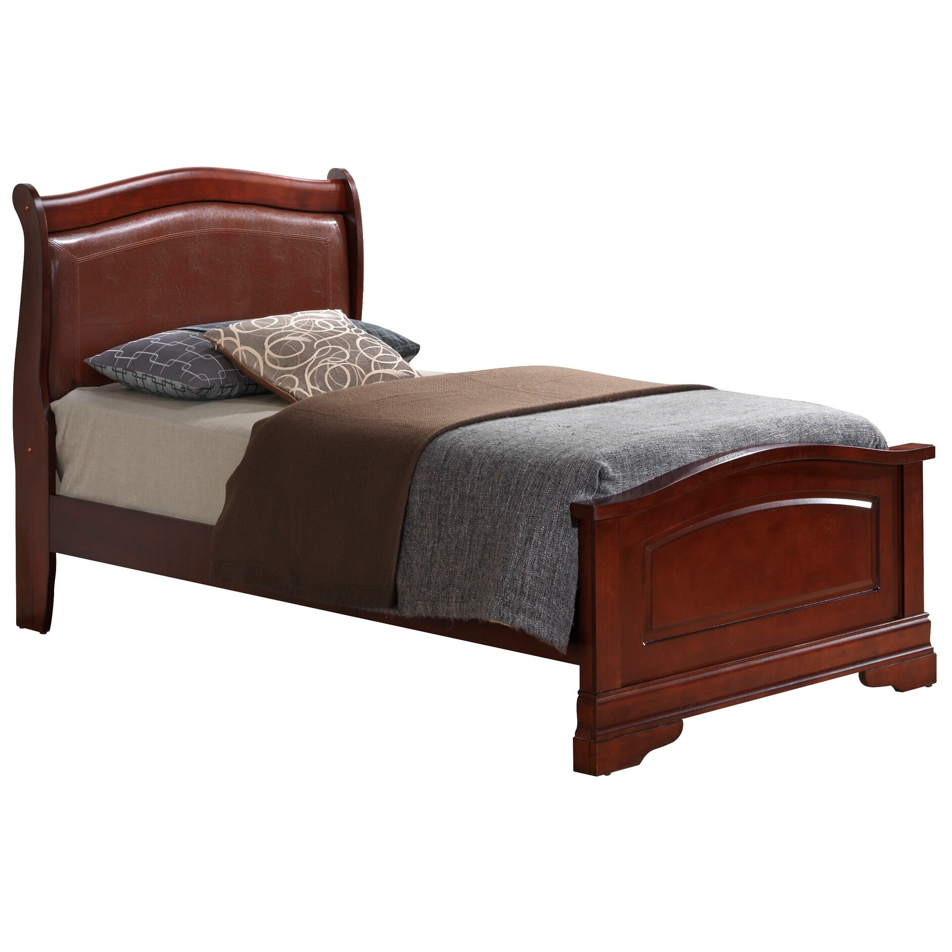 Glory Furniture Louis Phillipe Faux Leather and Wood Bed White Twin N/A Children's, Traditional