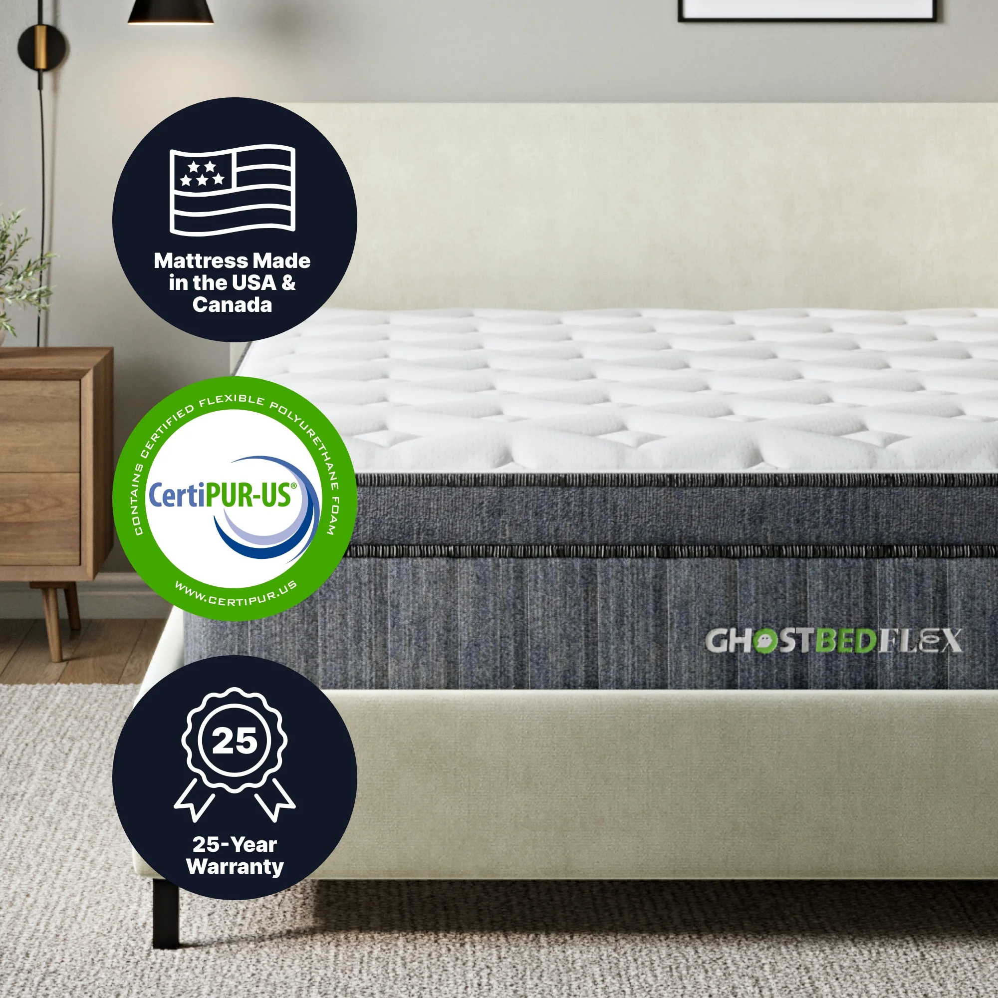 GhostBed Flex 13” Innerspring & Cool Gel Memory Foam Hybrid Mattress - Cal King