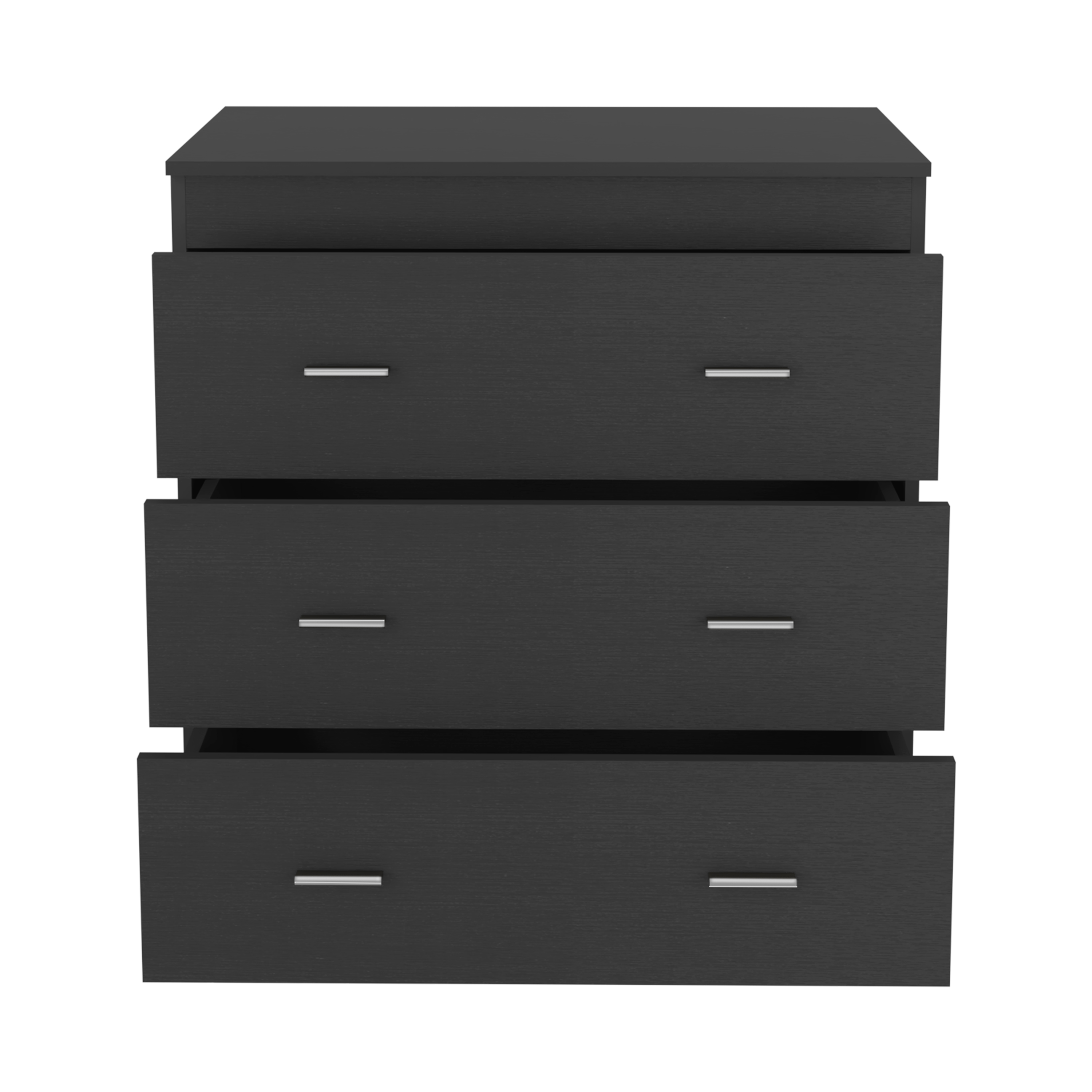 CoSoTower Three Drawer Dresser Litress, Metal Handles, Black Wengue Finish
