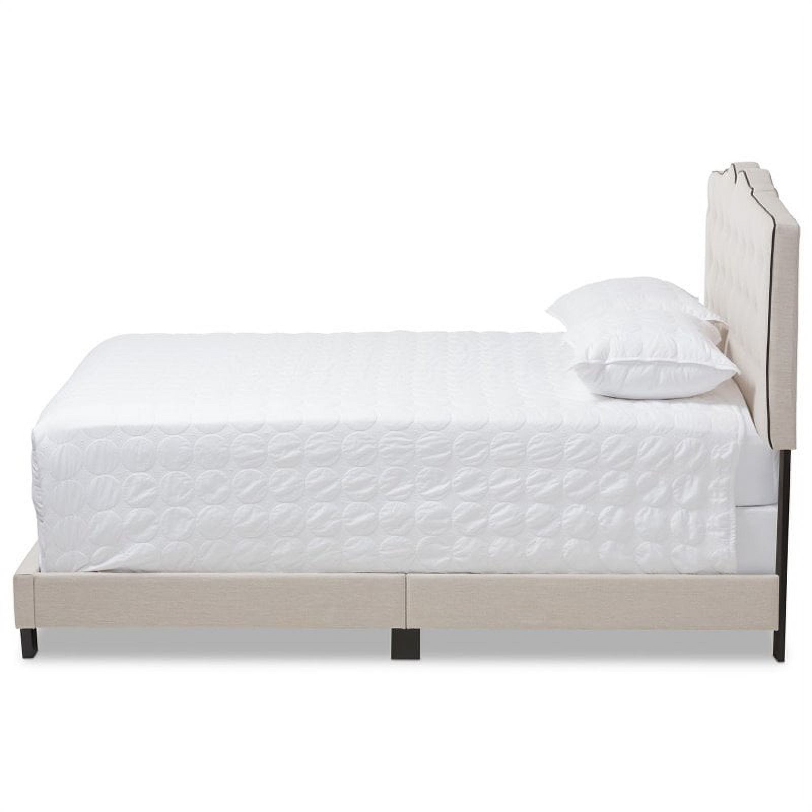 Bowery Hill Fabric Tufted King Bed in Light Beige