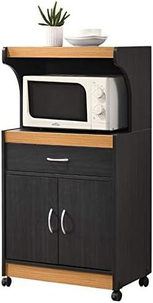 Microwave Kitchen Cart In Black Beech