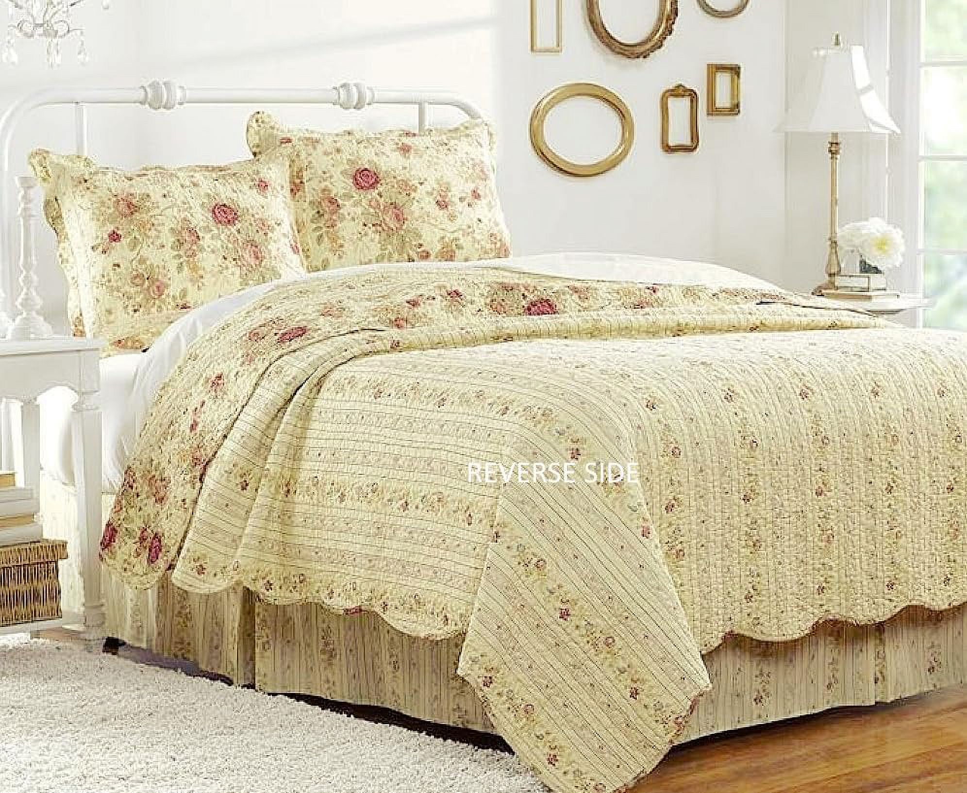 Chic Shabby Romantic Rose Bedding Quilt Set Queen