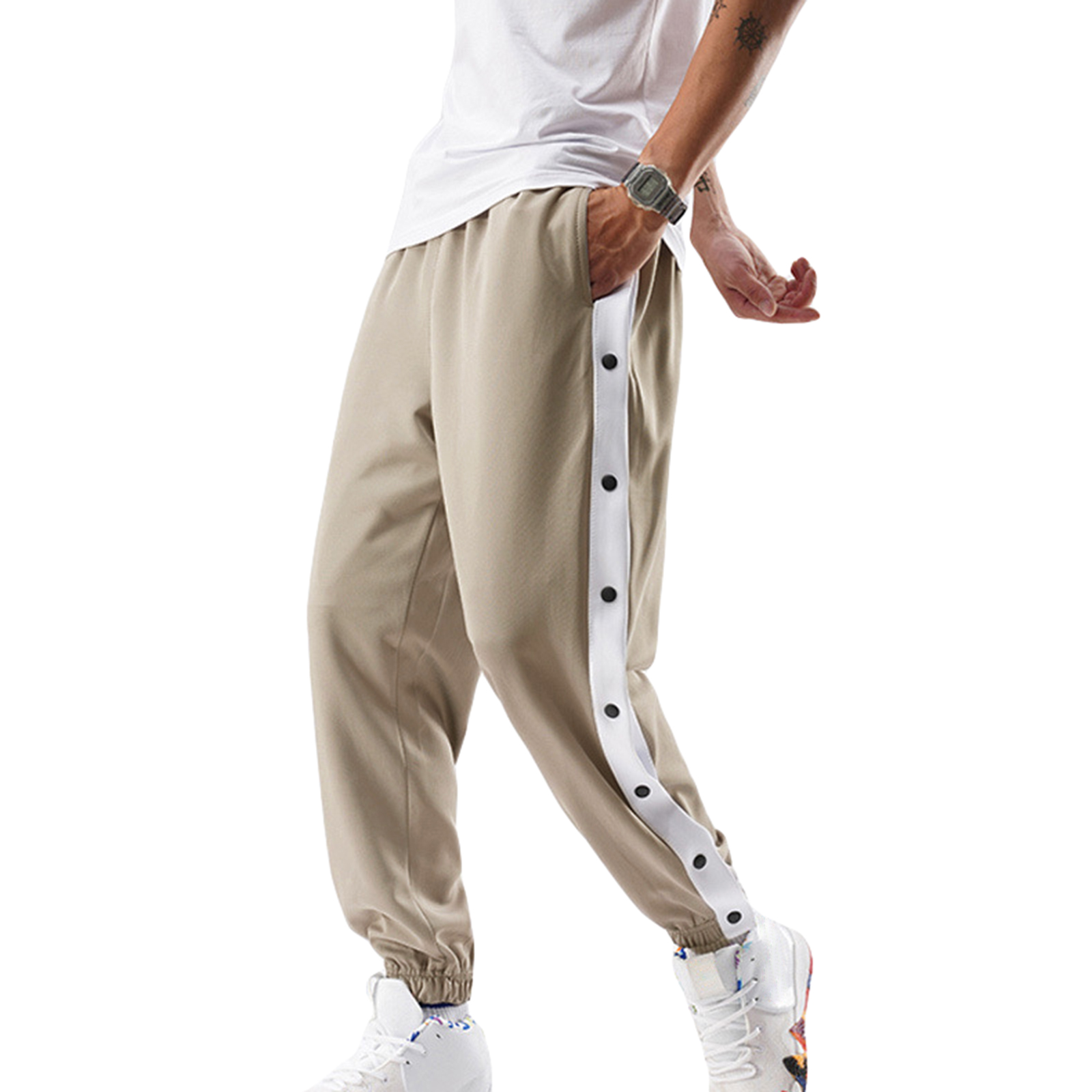 Men Tear Away Pants Casual Quick Dry Loose Fit Basketball Pants