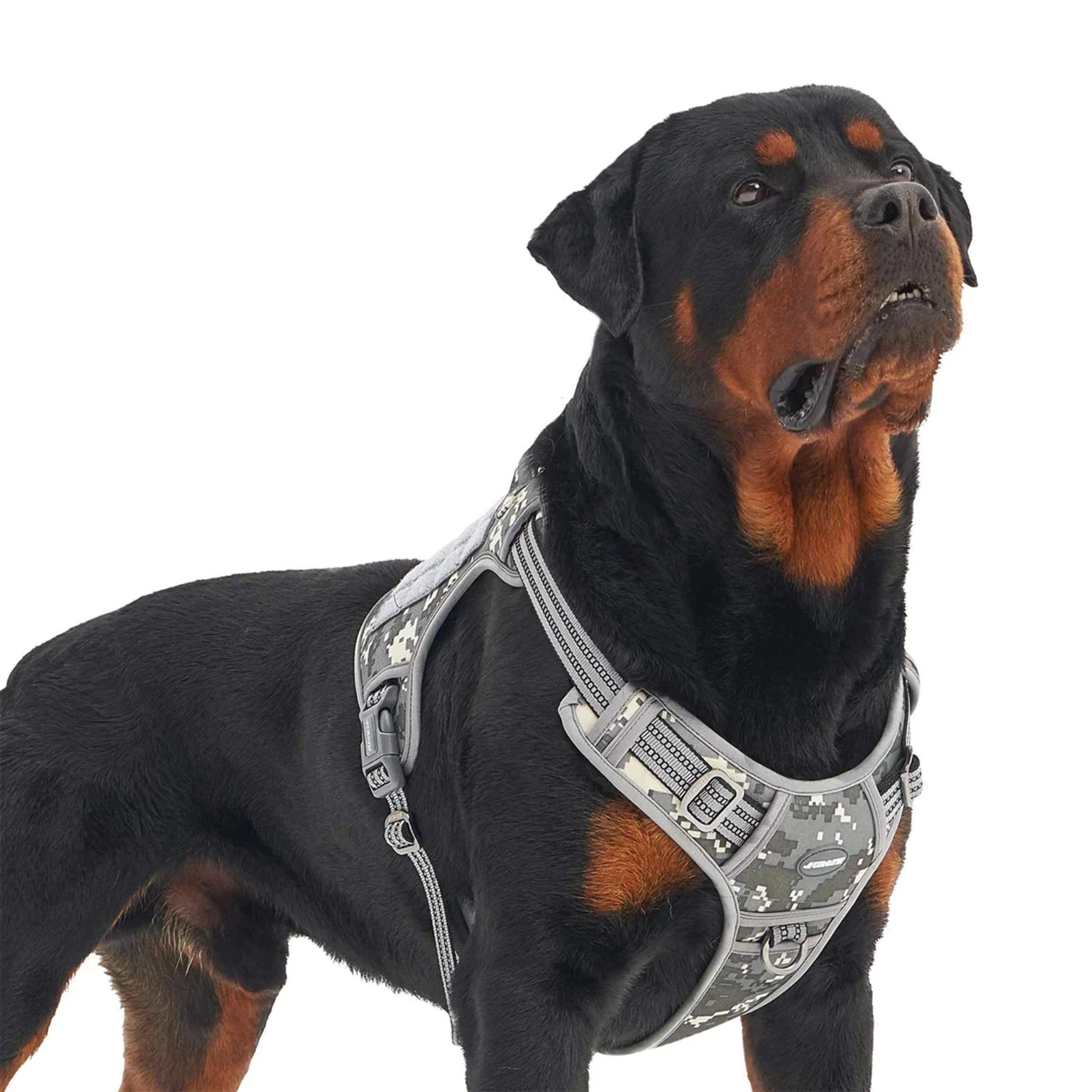 Auroth Tactical Dog Harness Adjustable Metal Buckles Dog Vest with Handle, No Pulling Front Leash Clip - Gray