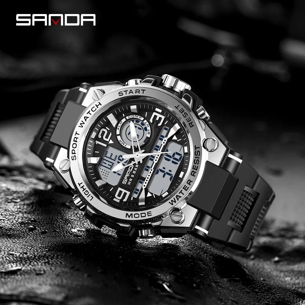 SANDA 2022 Top Brand Men's Watches 5ATM Waterproof Sport Military Wristwatch Quartz Watch for Men Clock Relogio Masculino 6024