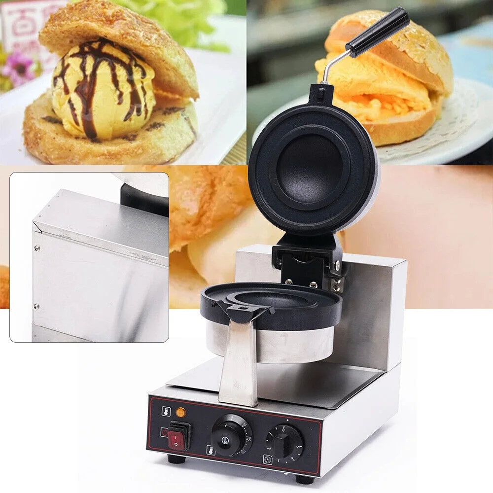 ZhdnBhnos 110V 1000W Electric Burger Maker Machine Baker Panini Hamburger Press Baking Machine Non-stick Waffle Maker Stainless Steel