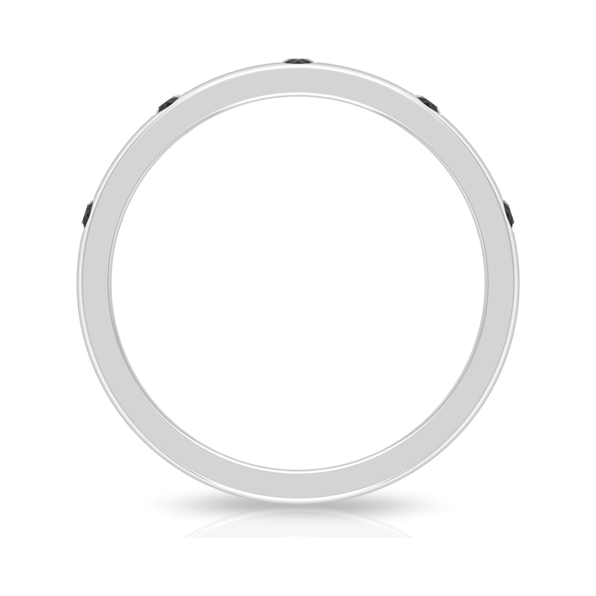 Elegant Black Spinel Stackable Band Ring in Gypsy Setting, 925 Sterling Silver, US 4.00