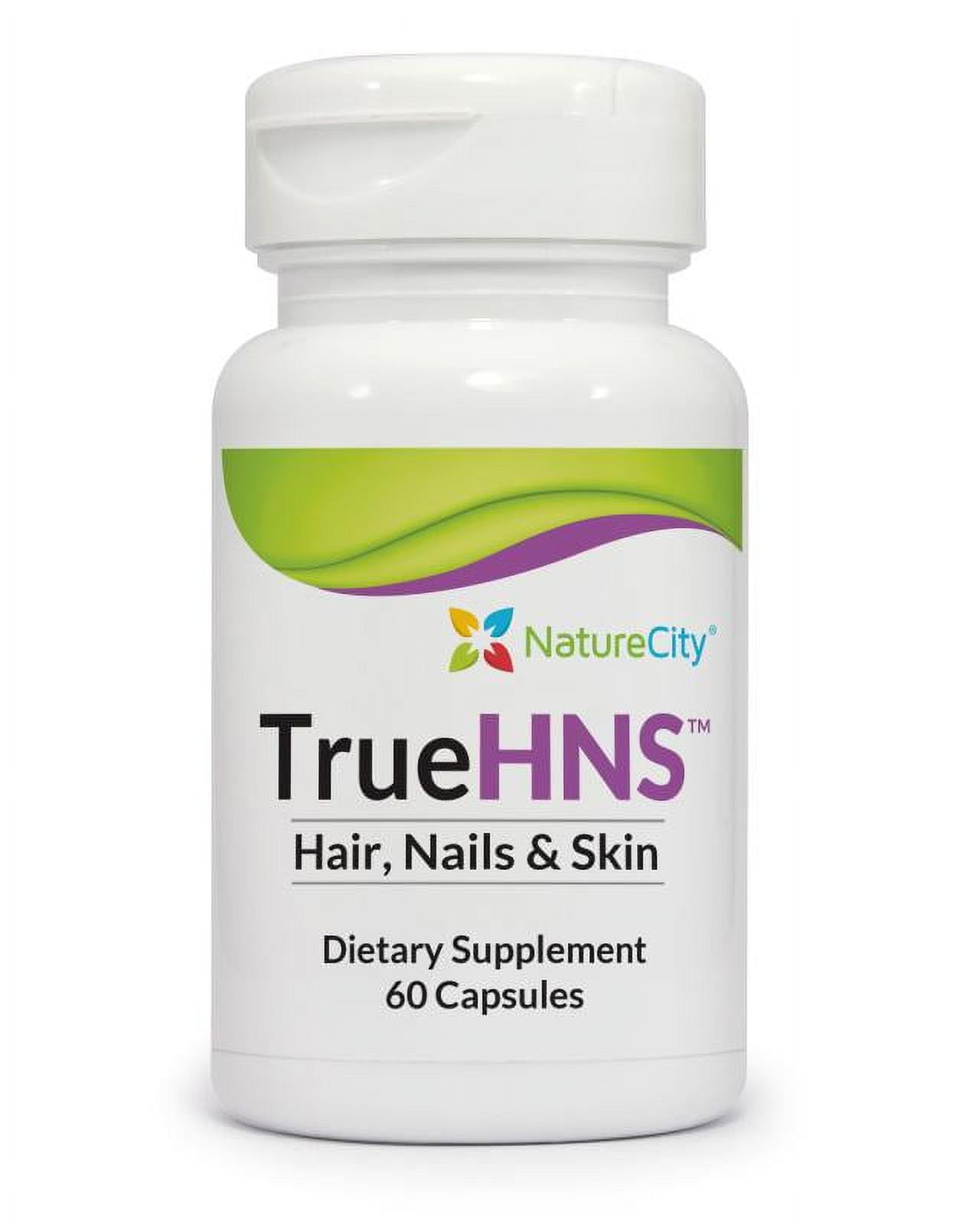 TrueHNS - Hair, Nails & Skin Supplement Featuring 500mg of Cynatine HNS Keratin, 1,000mcg of Biotin, and 20mg of Bamboo Extract by NatureCity (30 Capsules)