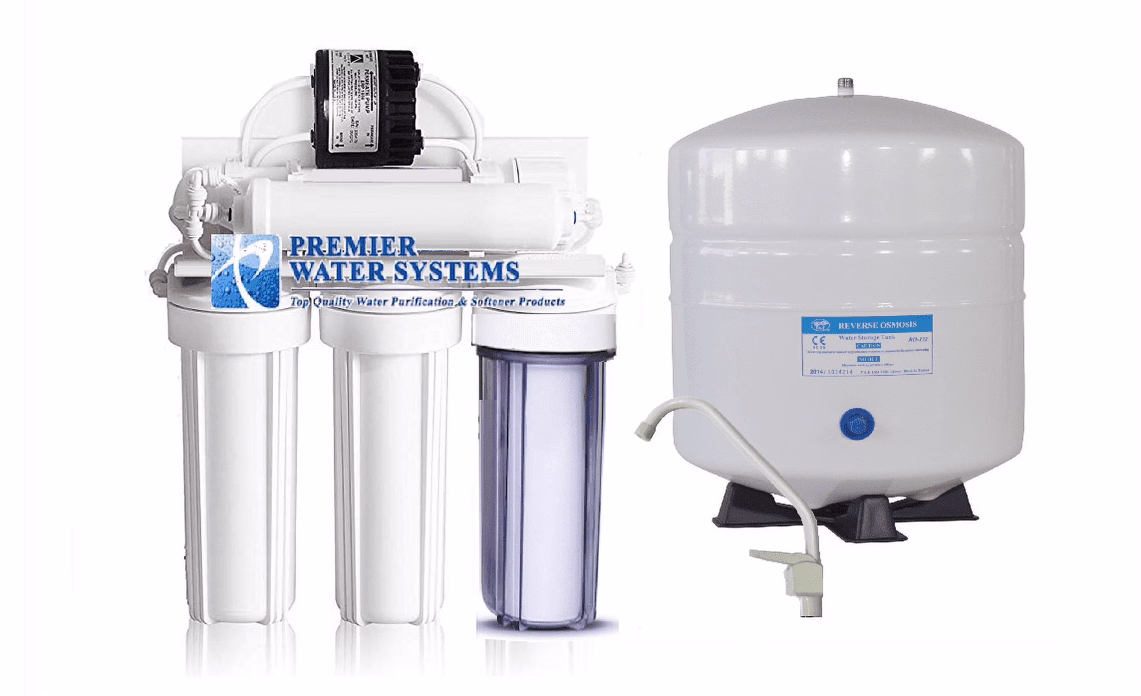 5 Stage Low Pressure Reverse Osmosis Water Filtration System + Permeate Pump, Tank, Faucet