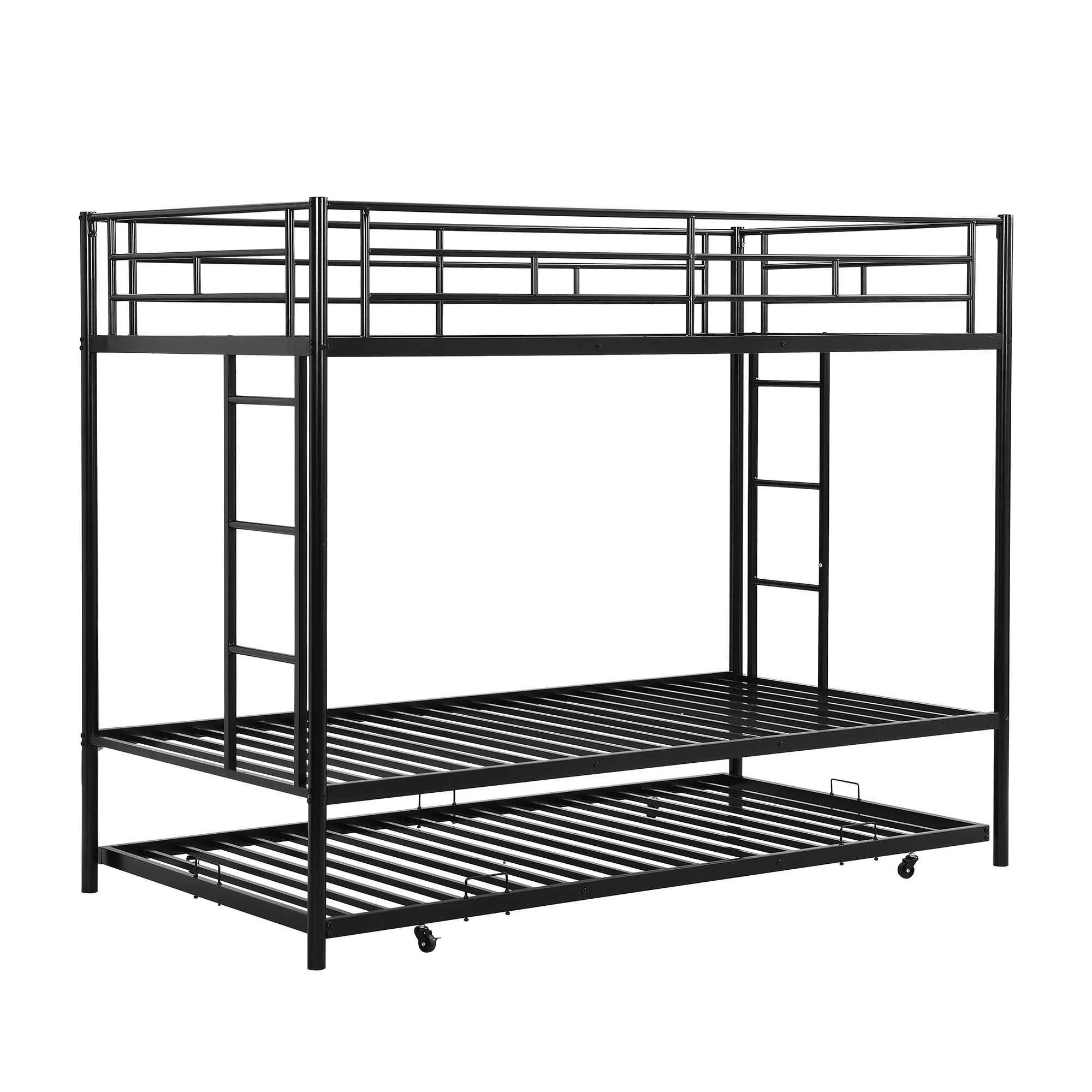 Twin over Twin Bunk Bed with Trundle, Black