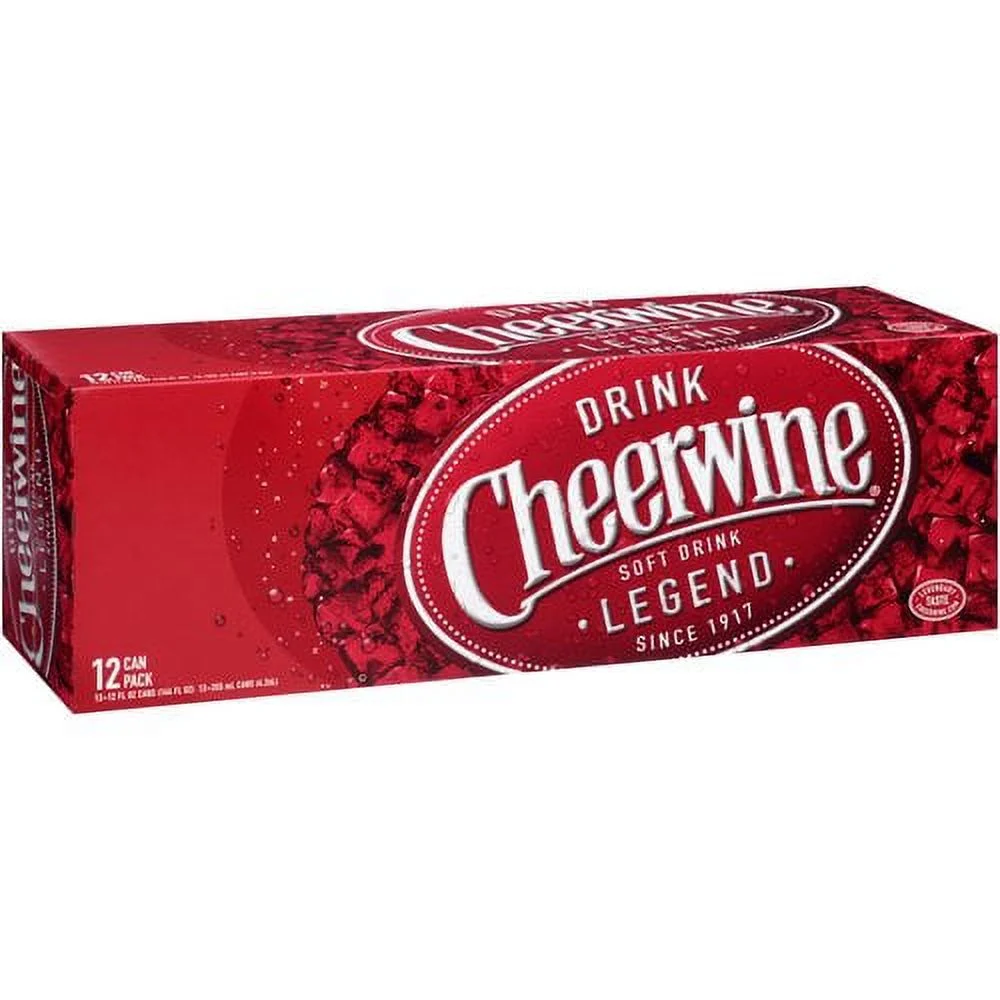 Cheerwine Uniquely Sparkling Cherry Soft Drink, 12 fl oz, 12-Pack