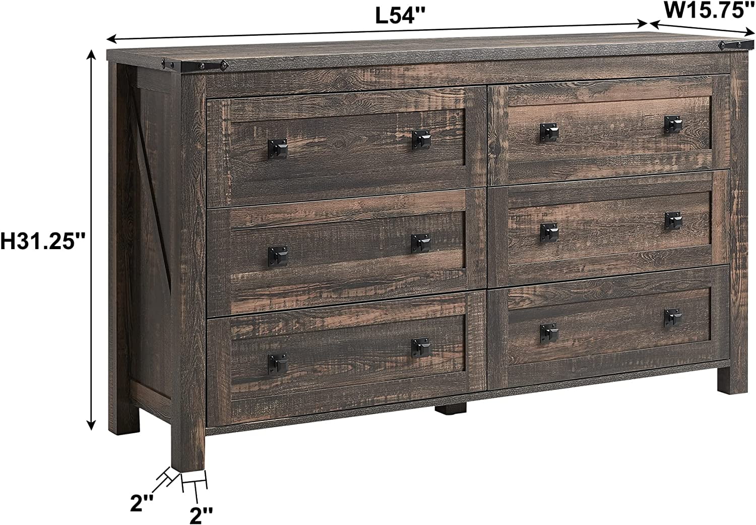 Farmhouse 7 Drawers Dresser for Bedroom  Wood Rustic Dresser Tv Stand  Storage Dressers Organizer for Bedroom  Living Room Hallway  Antique White