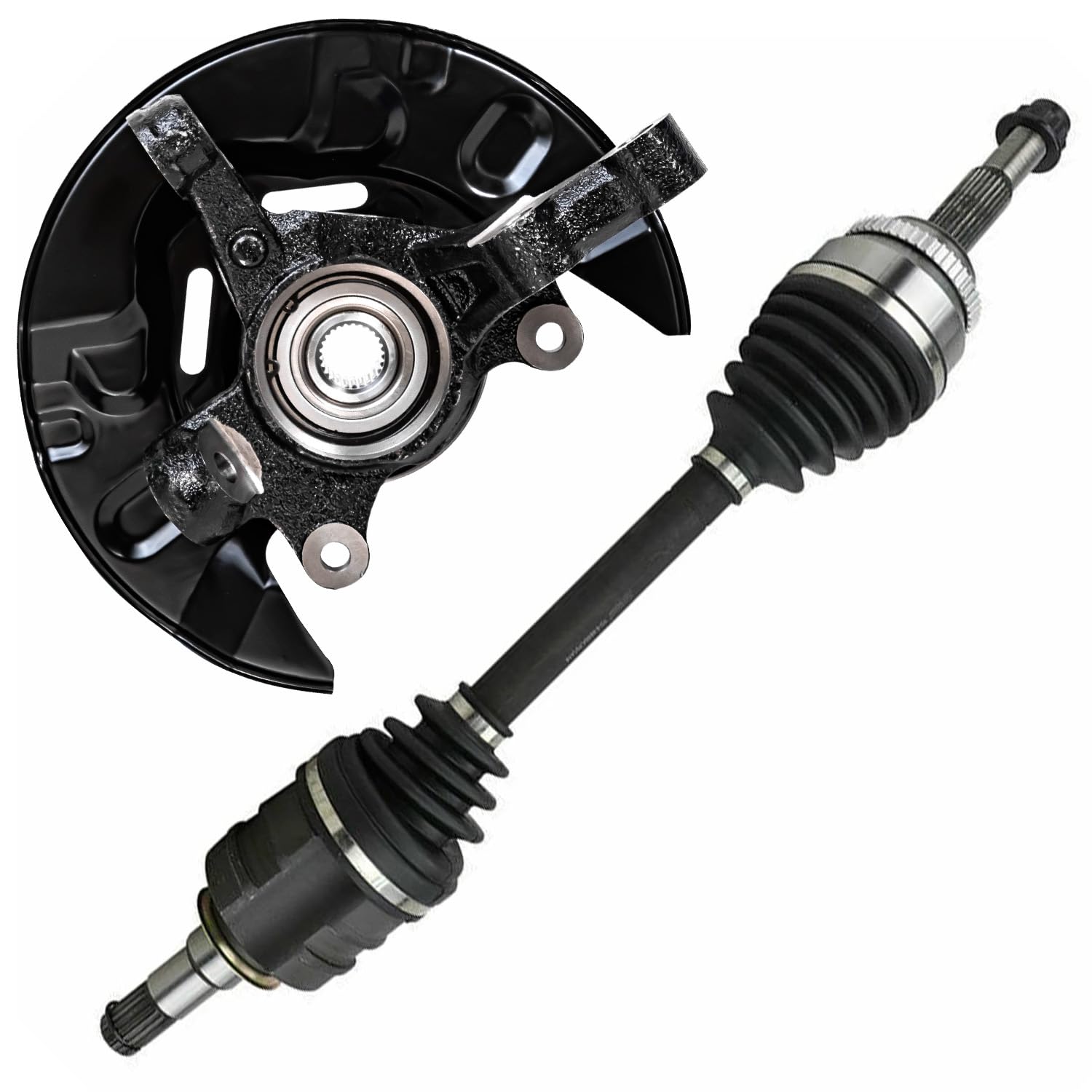Detroit Axle - Front Left Steering Knuckle & Wheel Hub Bearing CV Axle Shaft Kit Replacement for 2003-2008 Toyota Matrix 4-Wheel ABS