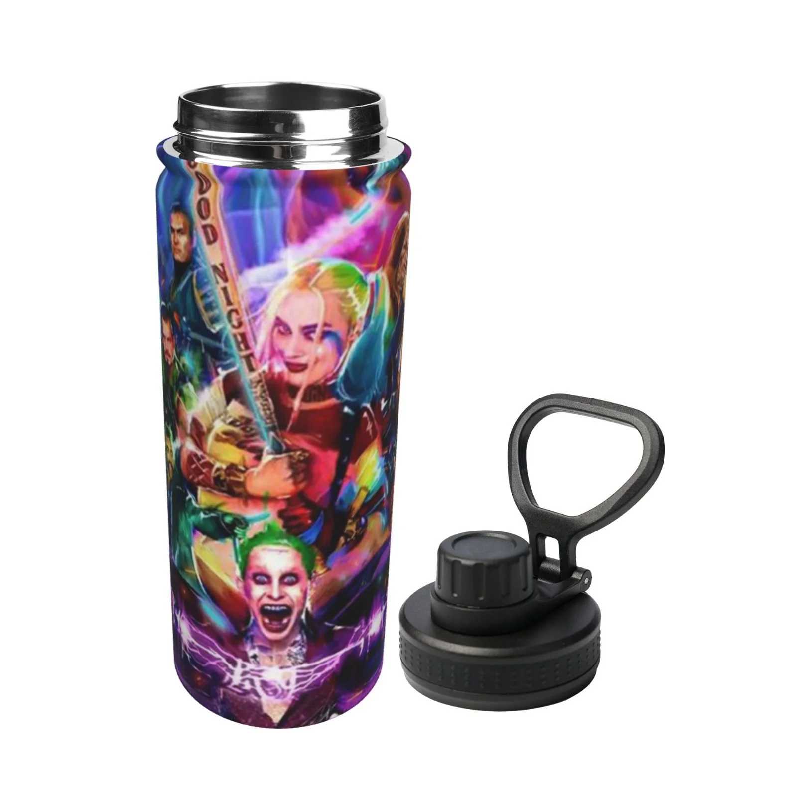 Harley Quinn Film Sports Insulated Water Bottles Kettle Stainless Steel Portable Cup18OZ For Travel Gym School