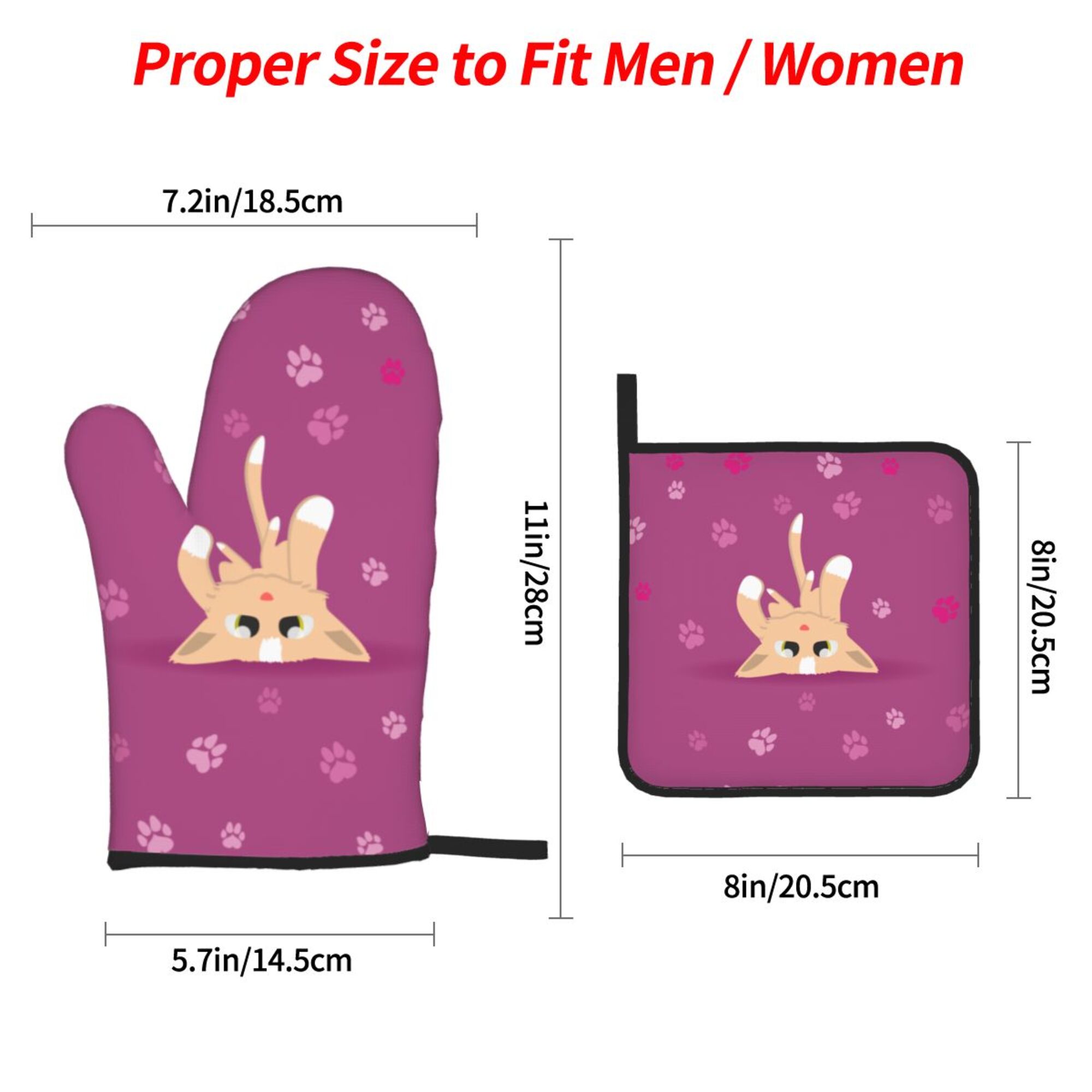 ZICANCN Oven Mitts and Pot Holders Sets,Cartoon Cat Cute Kitten Baking Sets Kitchen Heat Resistant 4 Pieces