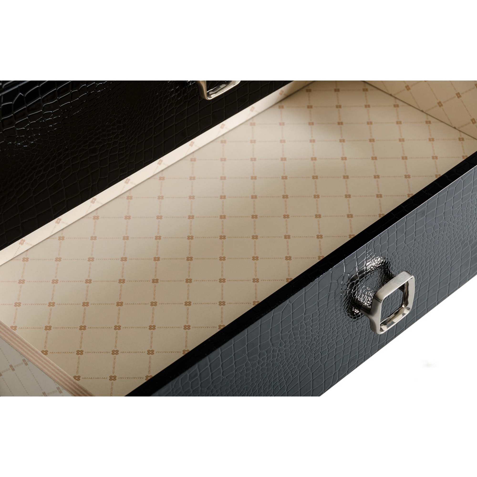 Benjara BM301317 49 in. Hart Dresser with 5 Drawers & Crocodile Skin Texture, Lacquer & Black