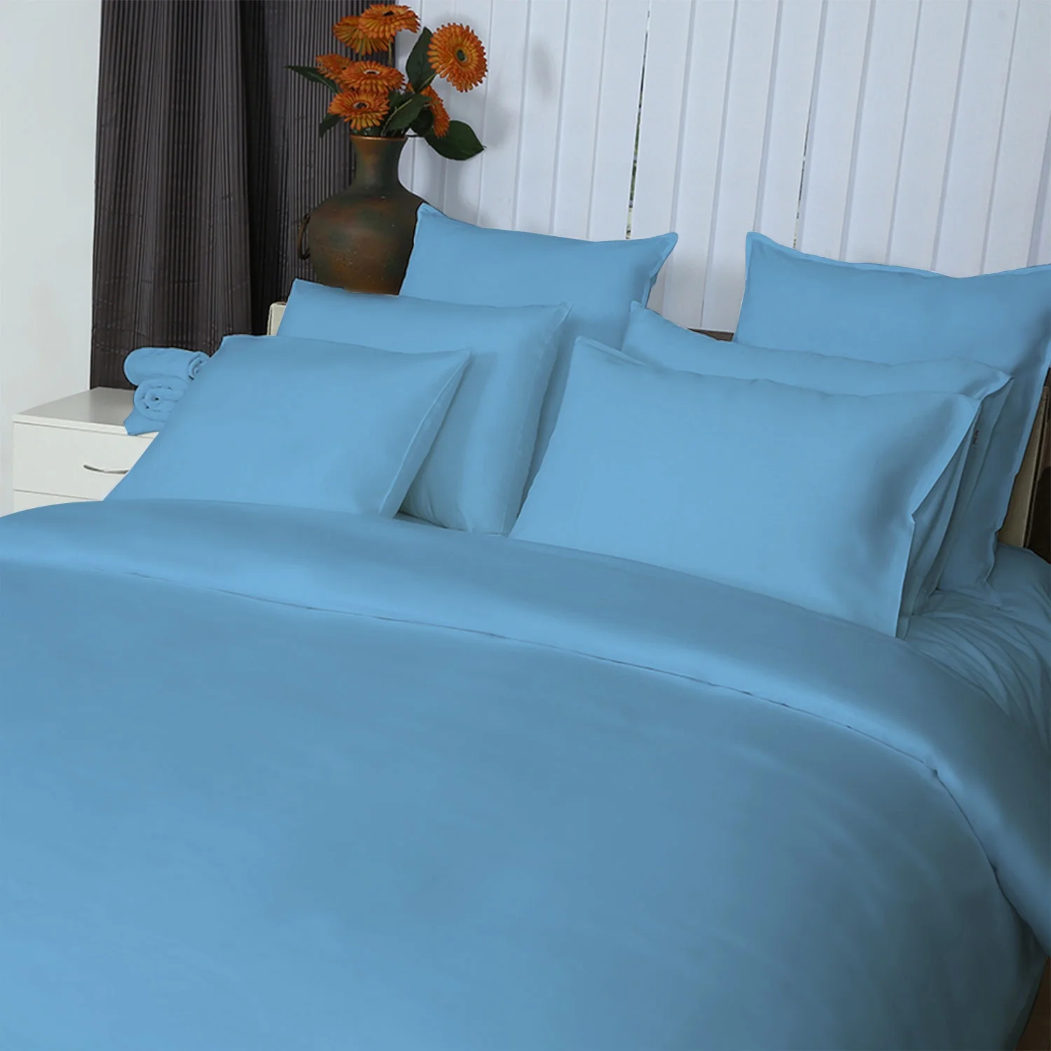 Just Linen 400 TC 100% Egyptian Cotton Sateen, 4 Piece King Sheet Set with Deep Pocketed Fitted Sheet