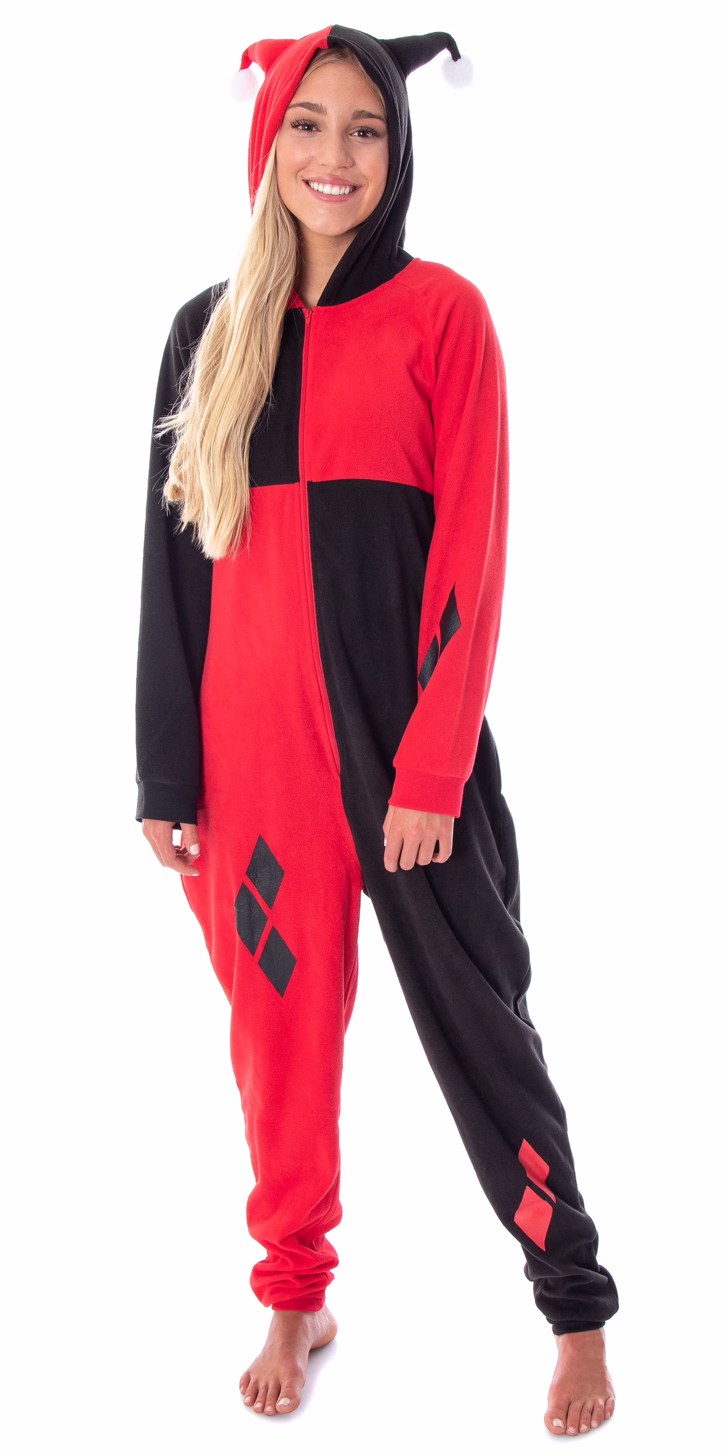 DC Comics Women's Harley Quinn Costume One Piece Union Suit Pajama Outfit