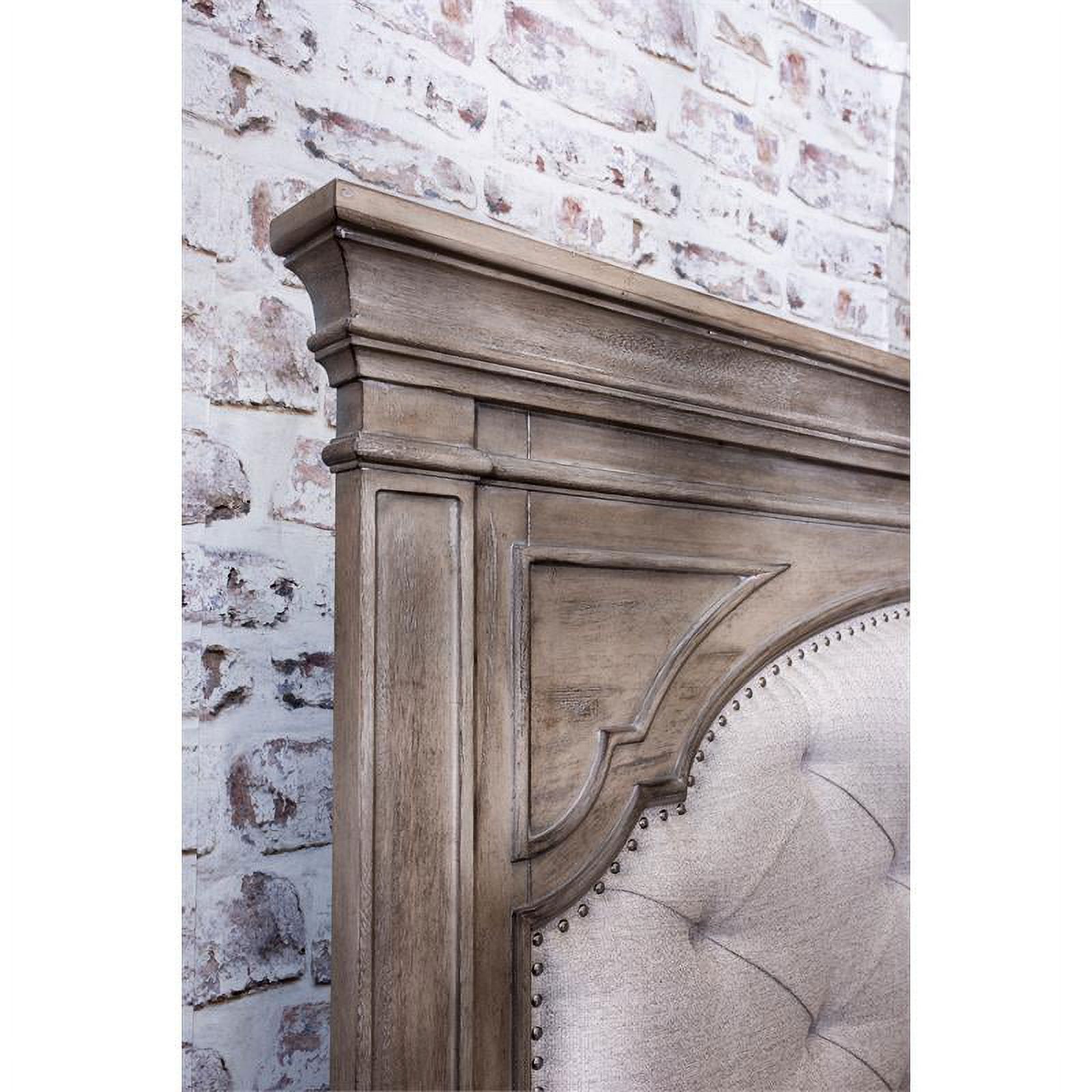 Bowery Hill Highland Park Solid Wood Driftwood Gray Upholstered Panel Queen Bed