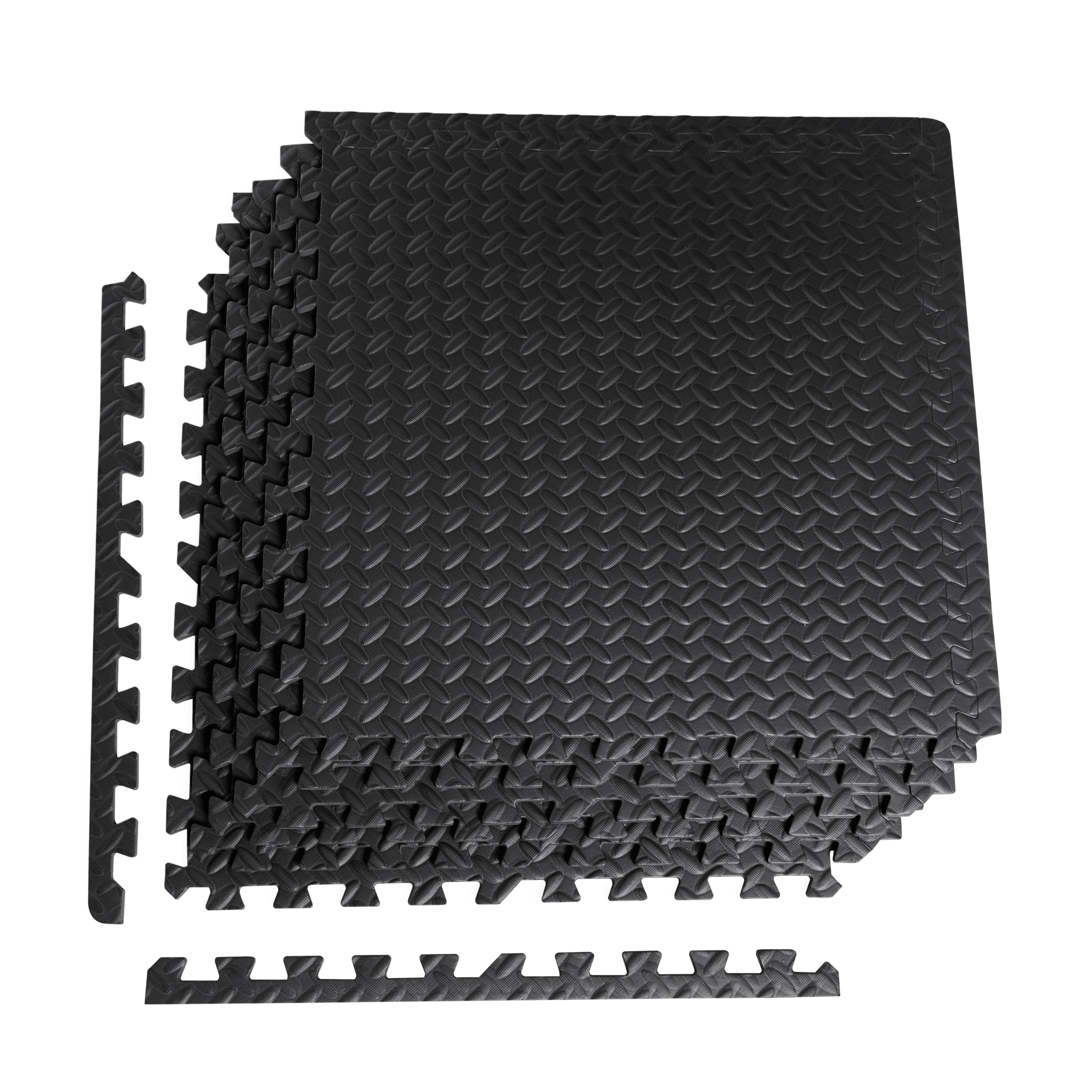 CAP Barbell High Density 1/2in Thick EVA Foam Puzzle Exercise Mat Flooring, Black, 6 Pieces, 20.78 Sq Ft.