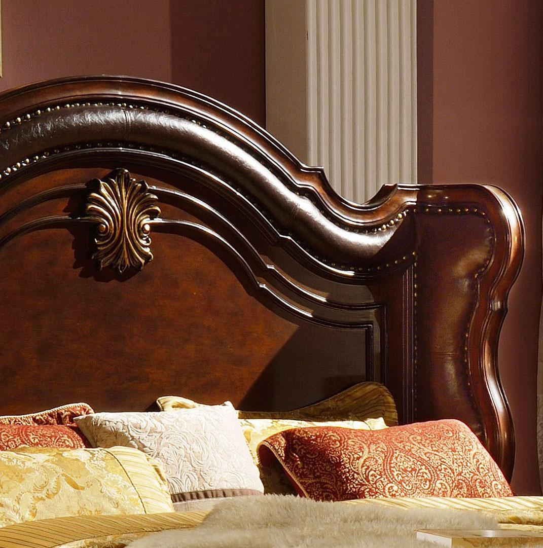Traditional Imperial Cherry Bonded Leather Queen Bed B3000-Q Mcferran