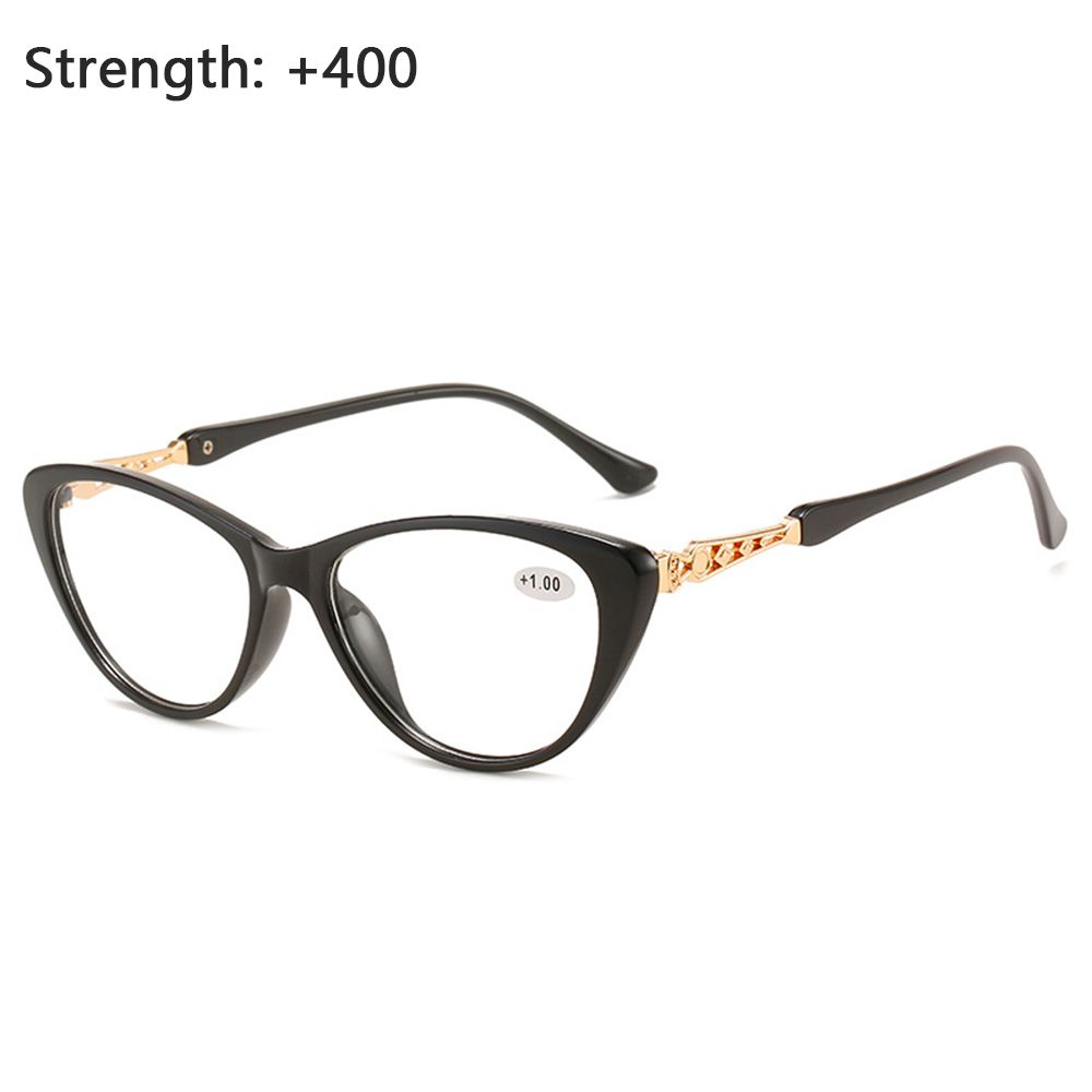 +1.0~+4.0 Portable Men Women Computer Goggles Transparent Color HD Gradient Presbyopic Eyeglasses Hyperopia Glasses Cat Eye Reading Glasses Diopter +1.0~+4.0 BLACK STRENGTH 4.00