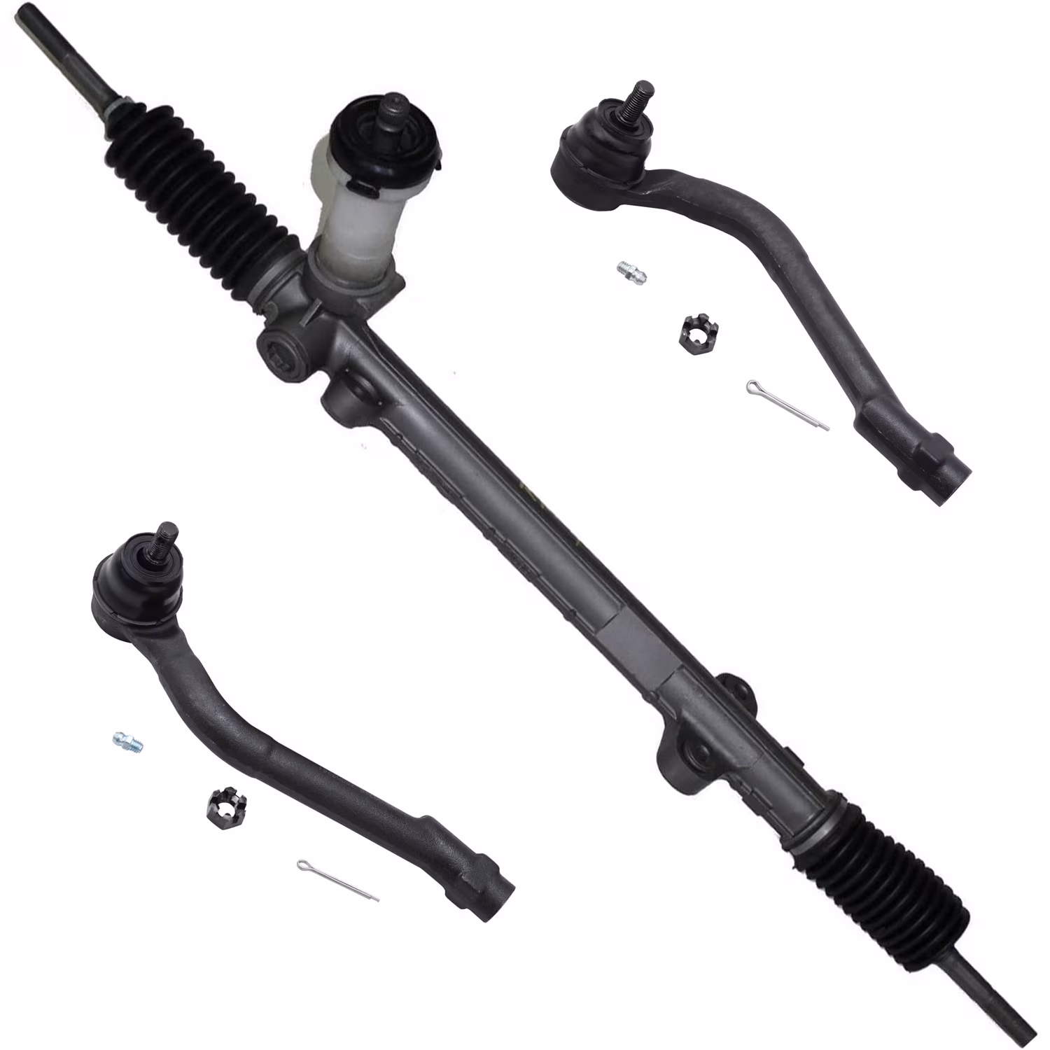Detroit Axle - Front 3pc Rack and Pinion Kit for Hyundai Sonata 2011 2012 2013 2014, 1 Power Steering Rack & Pinion Assembly with Off-Set Mounting Ears 2 Outer Tie Rods Replacement