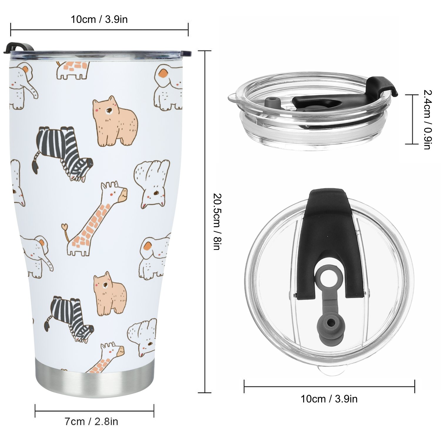 Hidove Stainless Steel Tumbler, Seamless Pattern with Cartoon Bear 30oz Leak Proof & Stainless Steel Bottle for Hot & Cold Drinks - Coffee Travel Mug, Water Metal Canteen, Thermal Cup