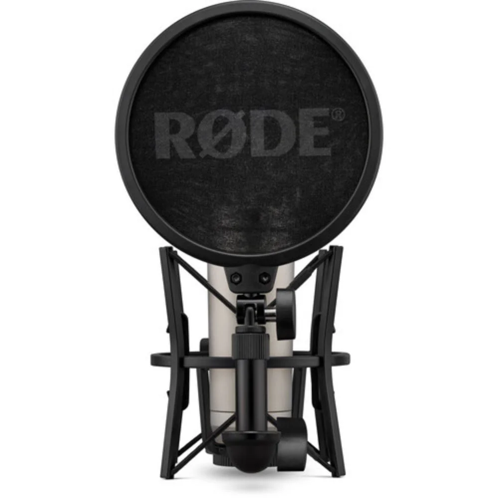 Rode NT1 (Silver)5th Generation Hybrid Studio Condenser Microphone Bundle with Mic Stand with Fixed Boom