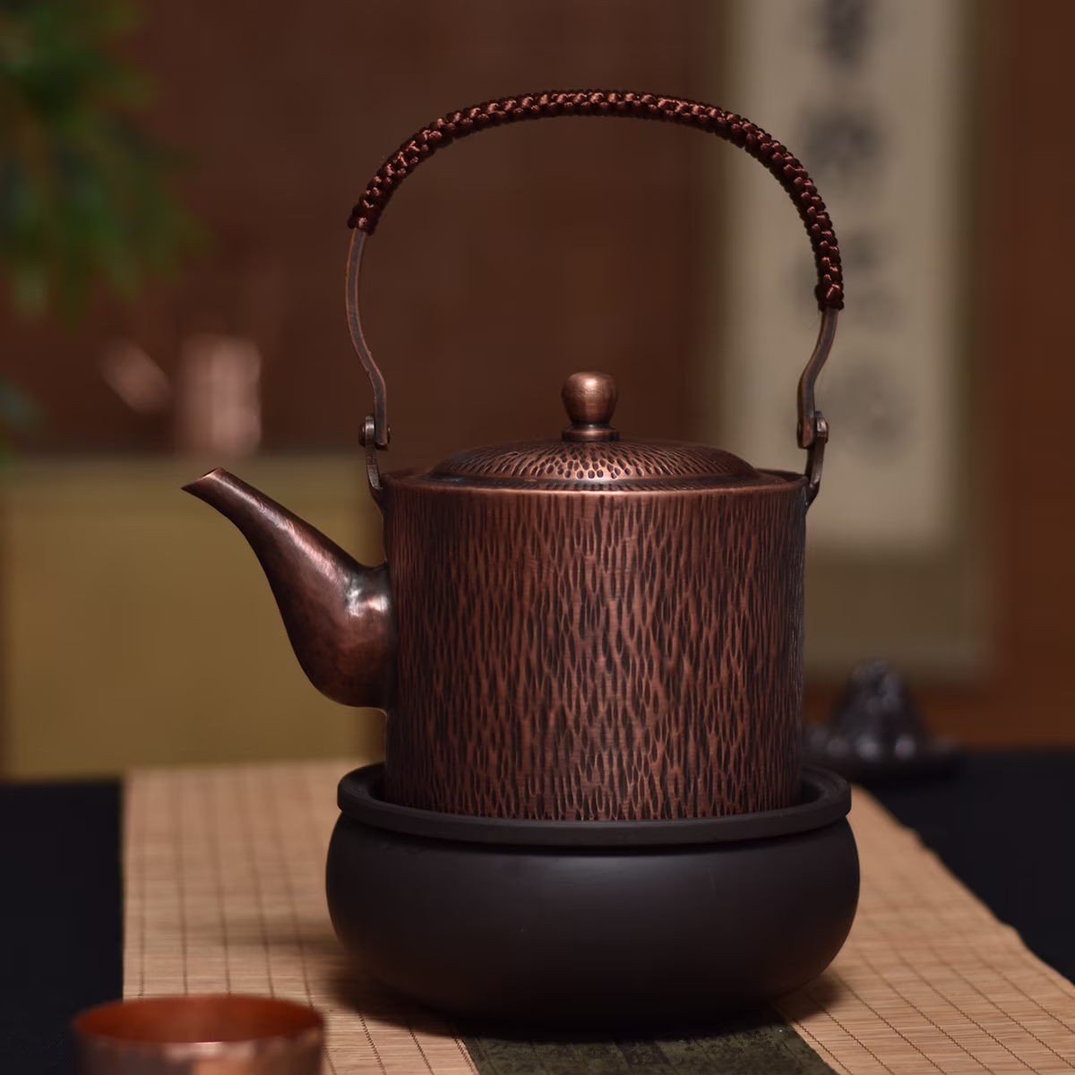 Wollet Handmade Copper Kettle Lifting, Pure Copper Boiling Kettle,1 Liter