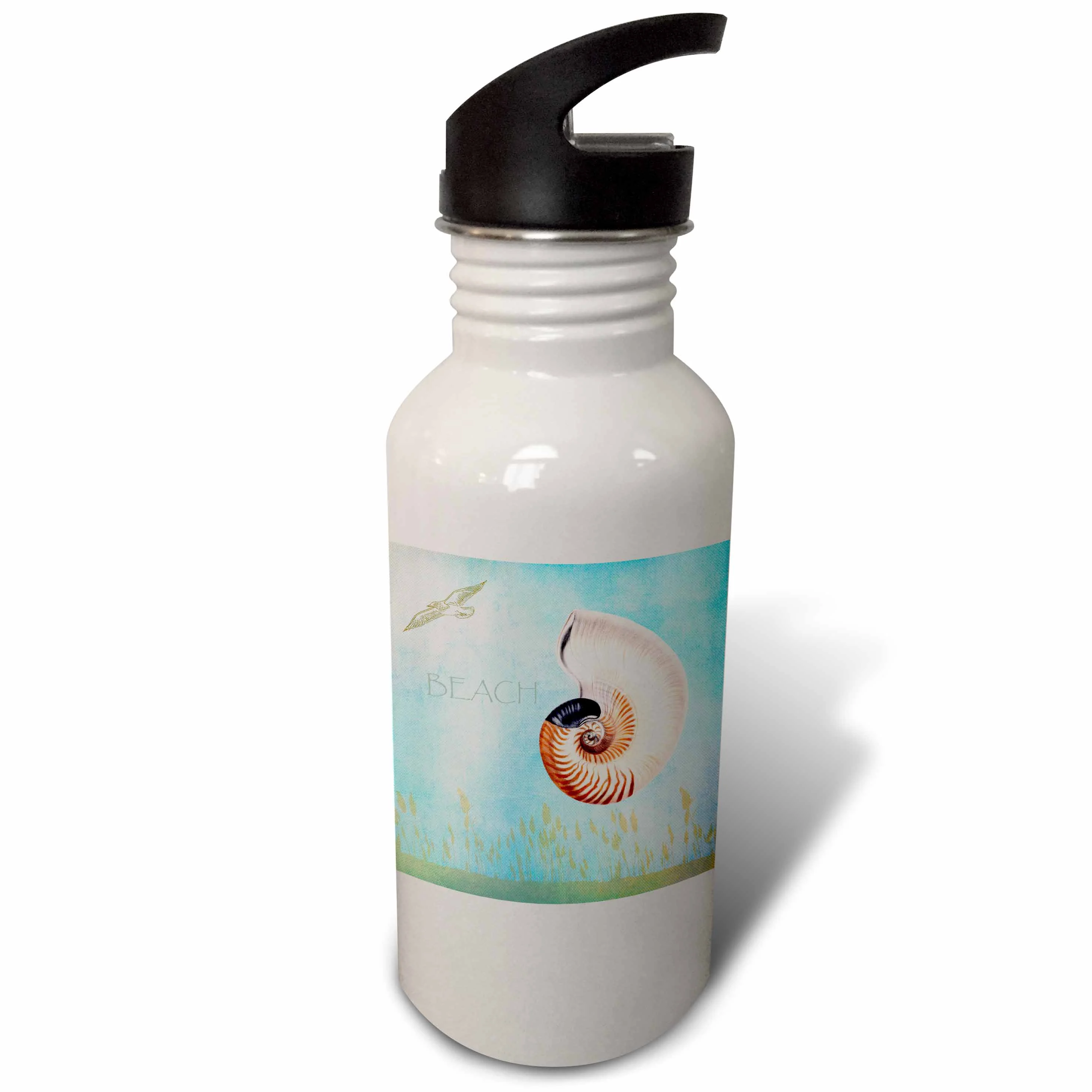 Beautiful Shell Aqua Beach Theme Art 21 oz Sports Water Bottle wb-79345-1