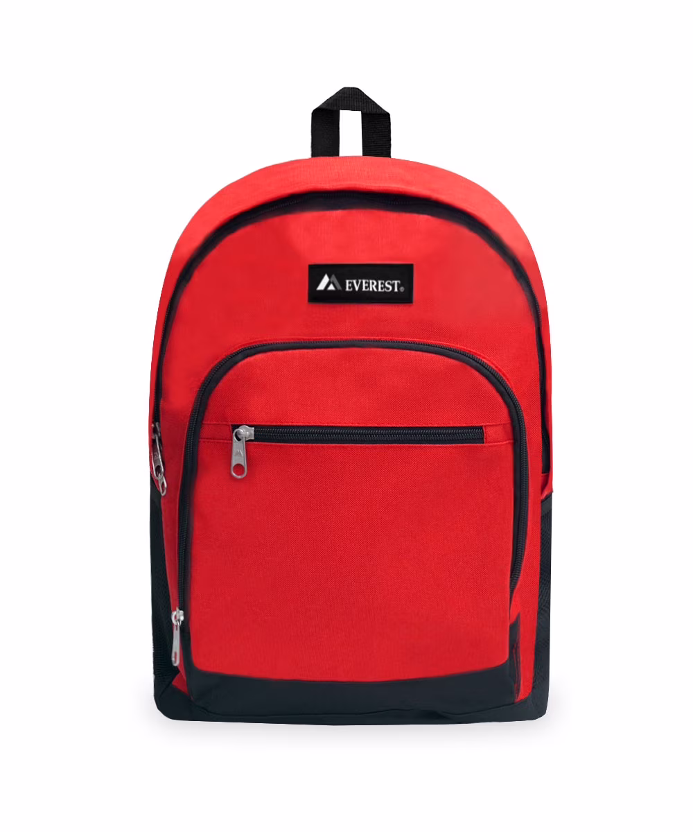 Everest Unisex Casual Backpack with Side Mesh Pocket, Red Black