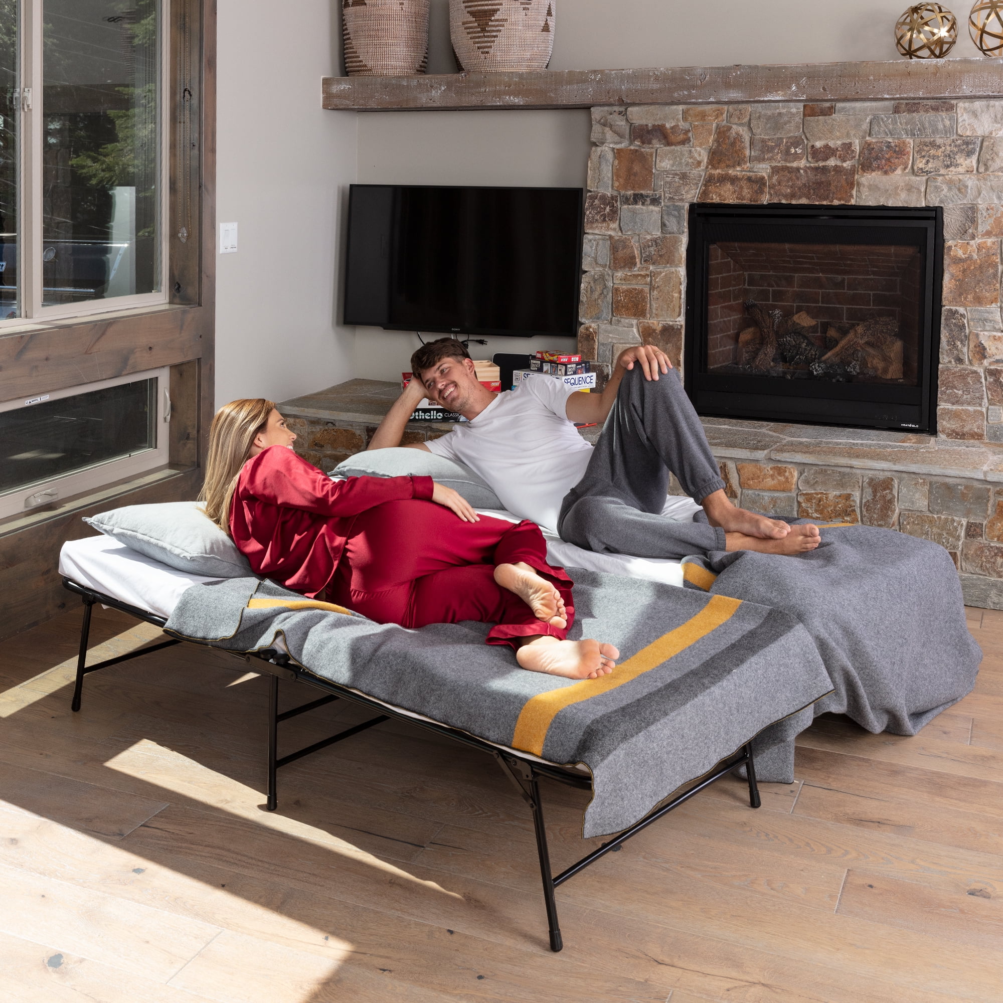 LiteBed™ Folding Bed with Memory Foam Mattress - Portable Twin Fold Up Bed with Carrying Bag - Luxurious Foldable Guest Bed