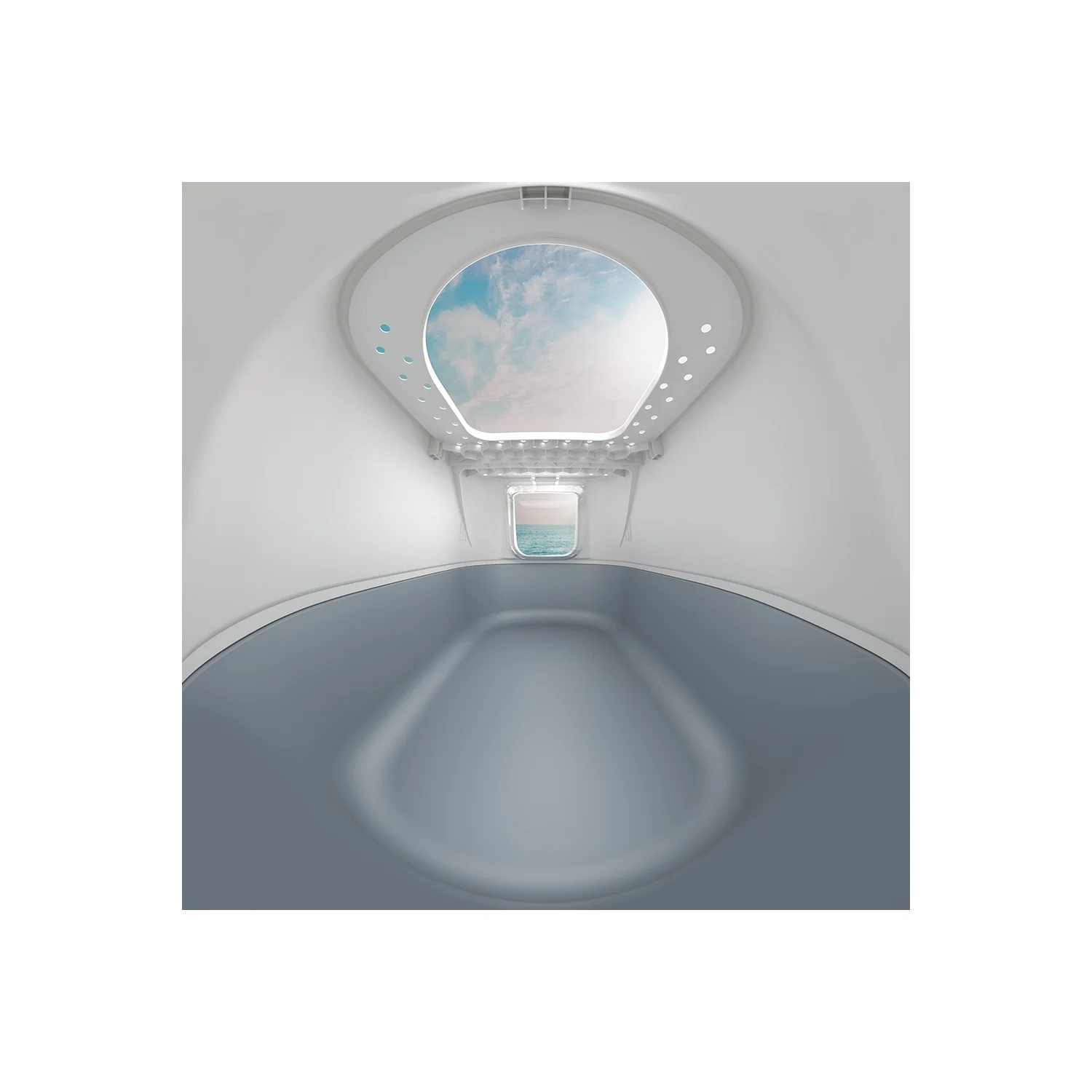 HANAMYA Flip-Top Jumbo Cat Litter Box with Scoop, Front Entry and Top Exit, White&Gray