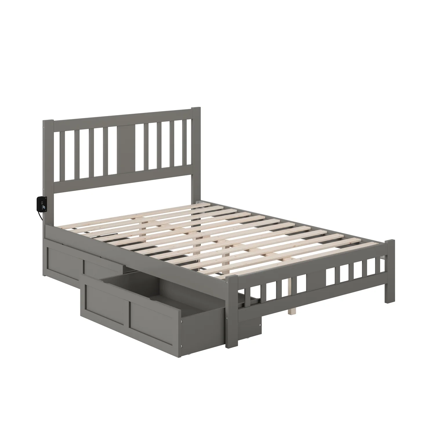 AFI Tahoe Wood Full Bed with Footboard and 2 Drawers in Gray
