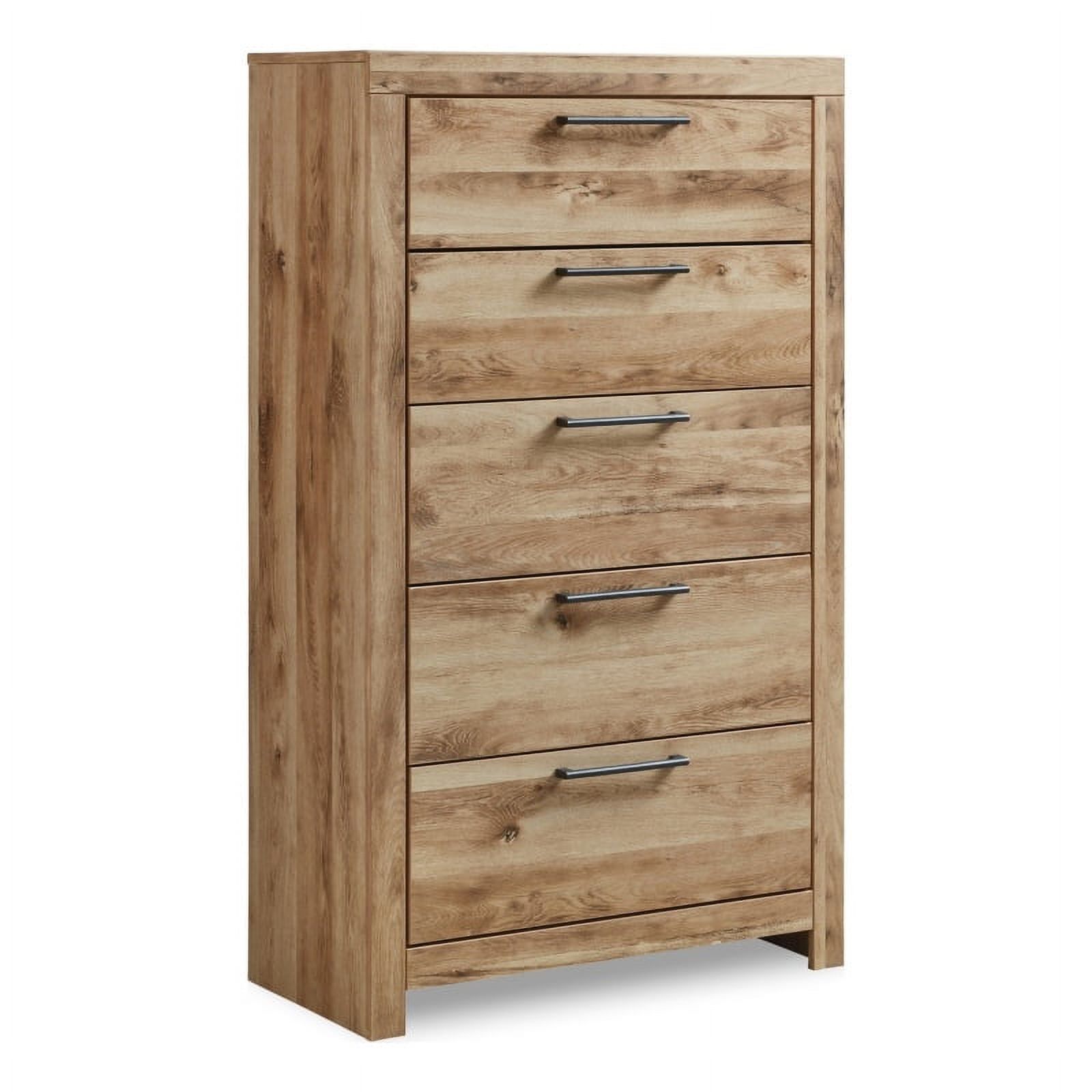 Bowery Hill Contemporary 5-Drawer Wood Chest in Tan/Golden Rustic