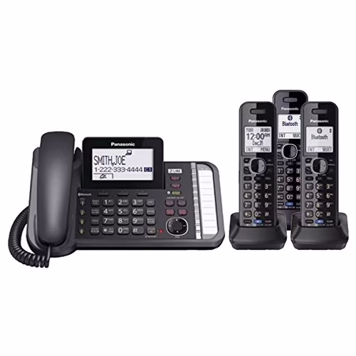 Panasonic KX-TG9582B + (1) KX-TGA950B 3 Handset Cordless Phone,2-Line,Black