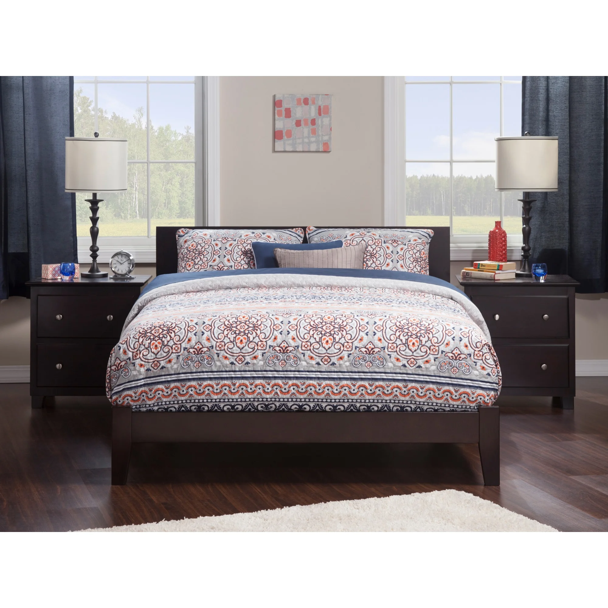 Orlando Queen Low Profile Wood Platform Bed in Espresso