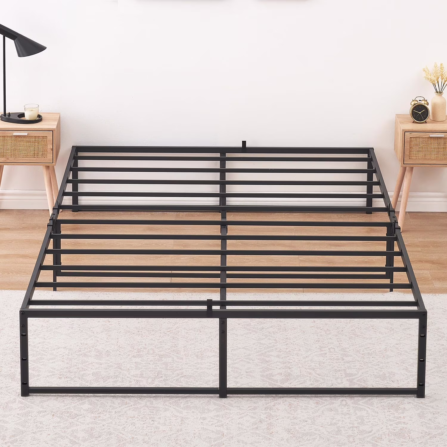 Full Size Bed Frame, 14 inch Metal Full Bed Platform Frame with 3 in 1 Steel Support, No Box Spring Needed Easy Assembly Black Sturdy Bedframe - Full