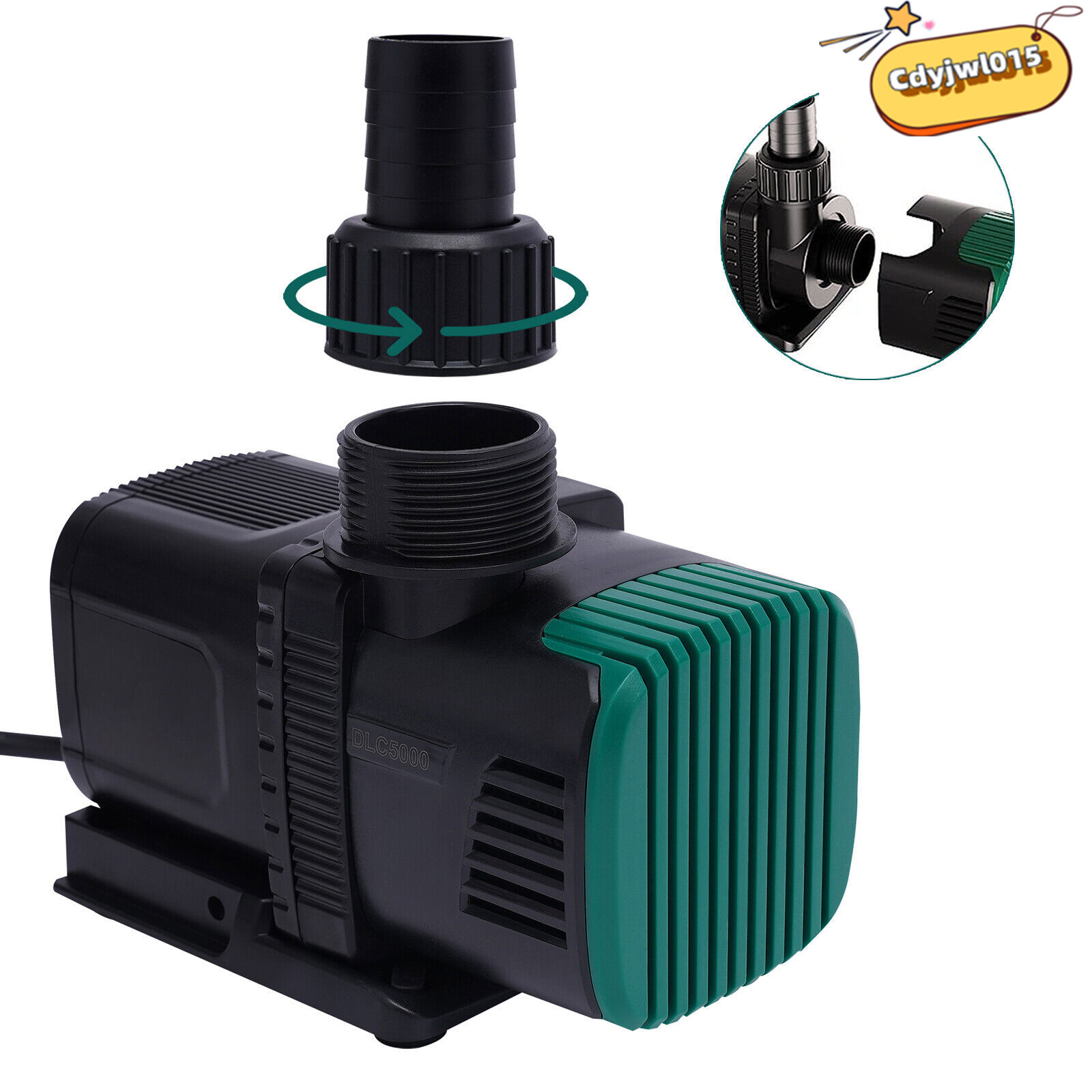 Black, Green 1500L/H Black, Green Submersible Water Frequency Conversion Pump Suitable Fresh Water and Seawater
